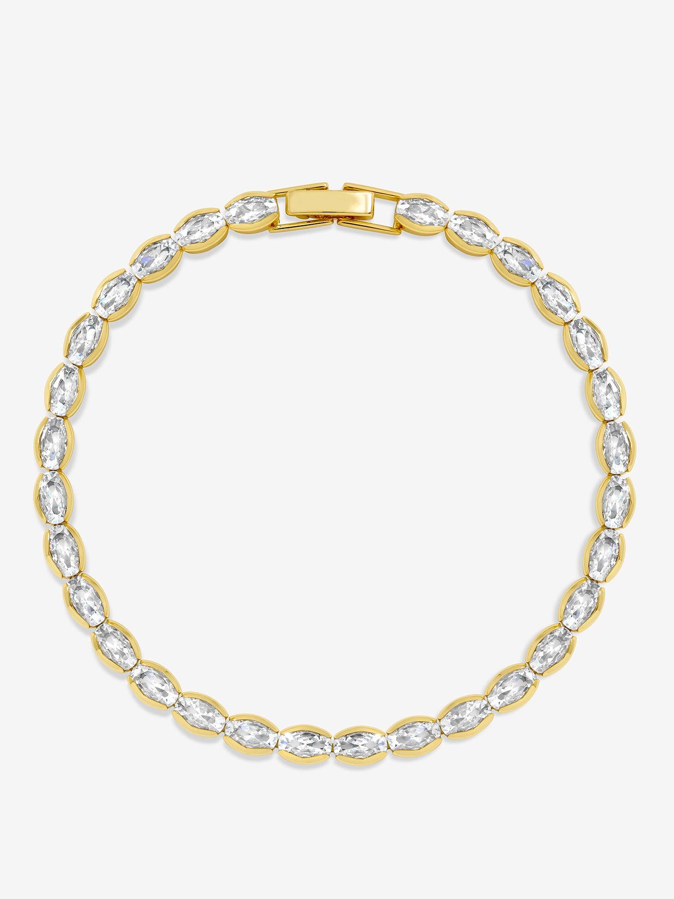 undefined 14K Gold Plated and Crystal Tennis Bracelet