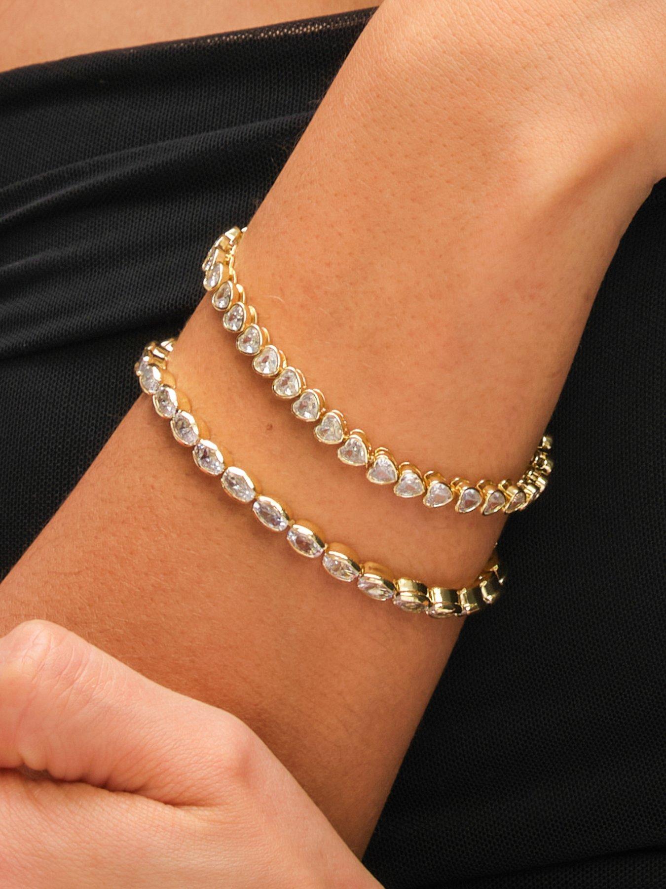 Image 2 of 3 of Inicio 14K Gold Plated and Crystal Tennis Bracelet