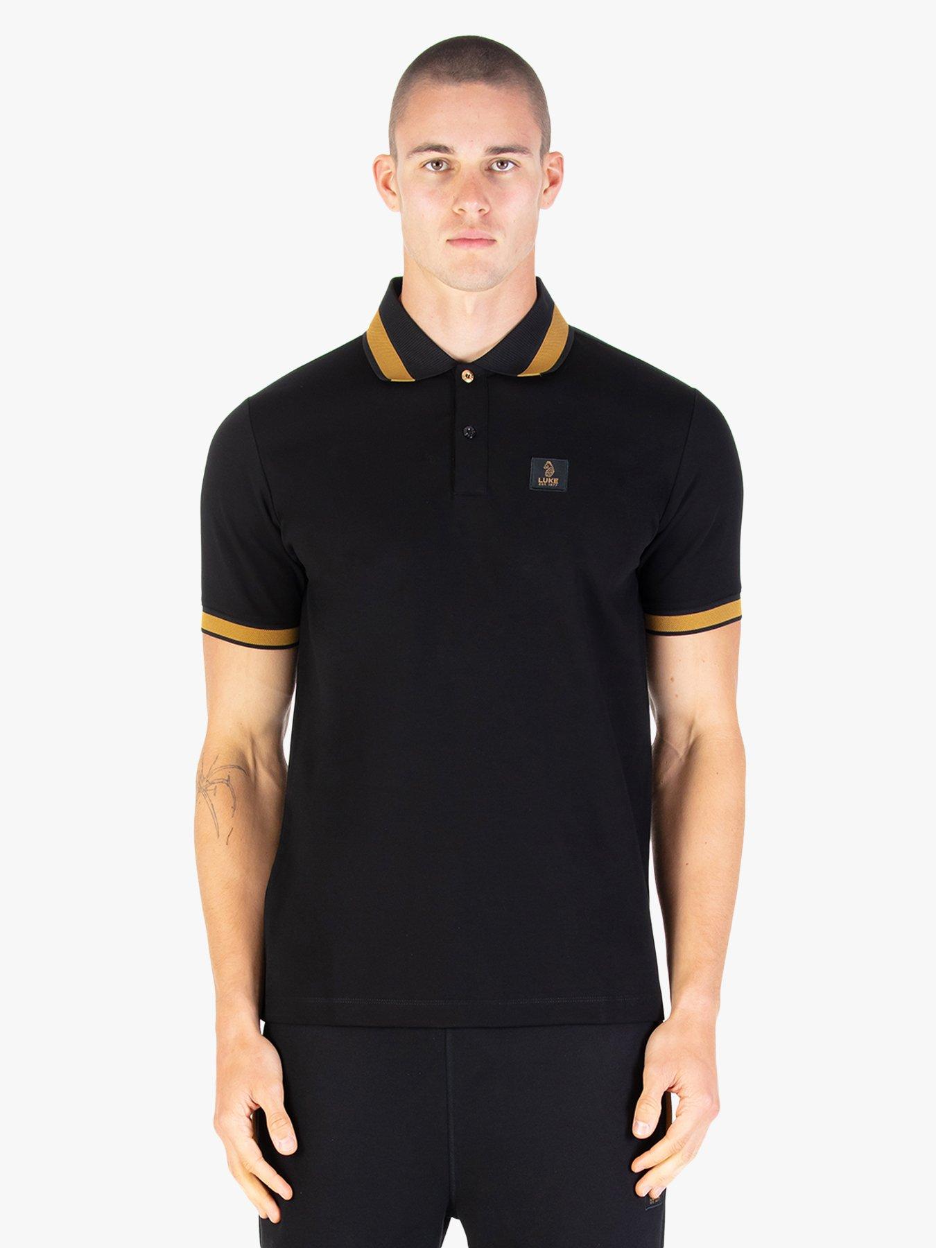  image of luke-1977-makati-tipped-short-sleeve-polo-shirt-black
