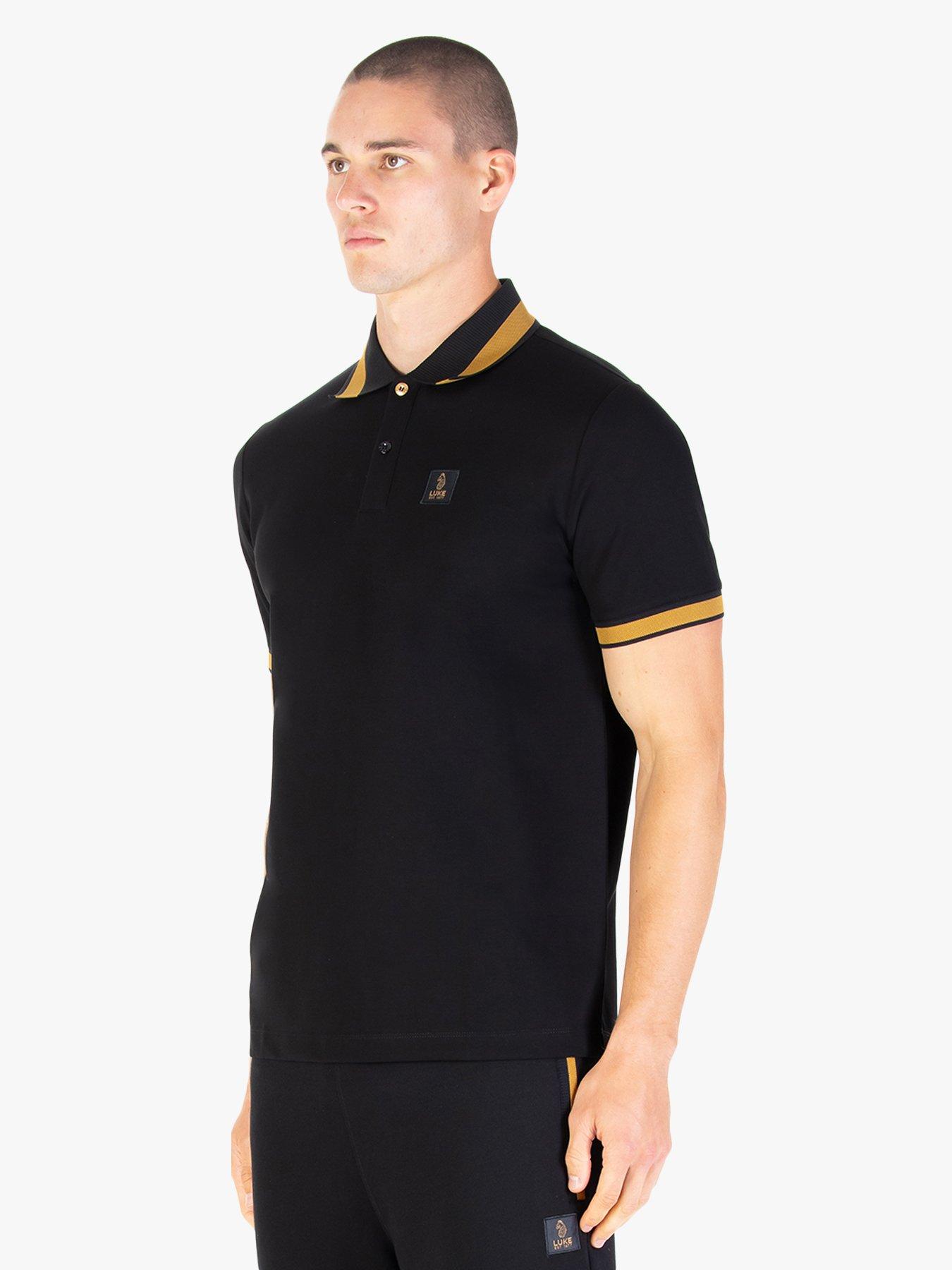  image of luke-1977-makati-tipped-short-sleeve-polo-shirt-black