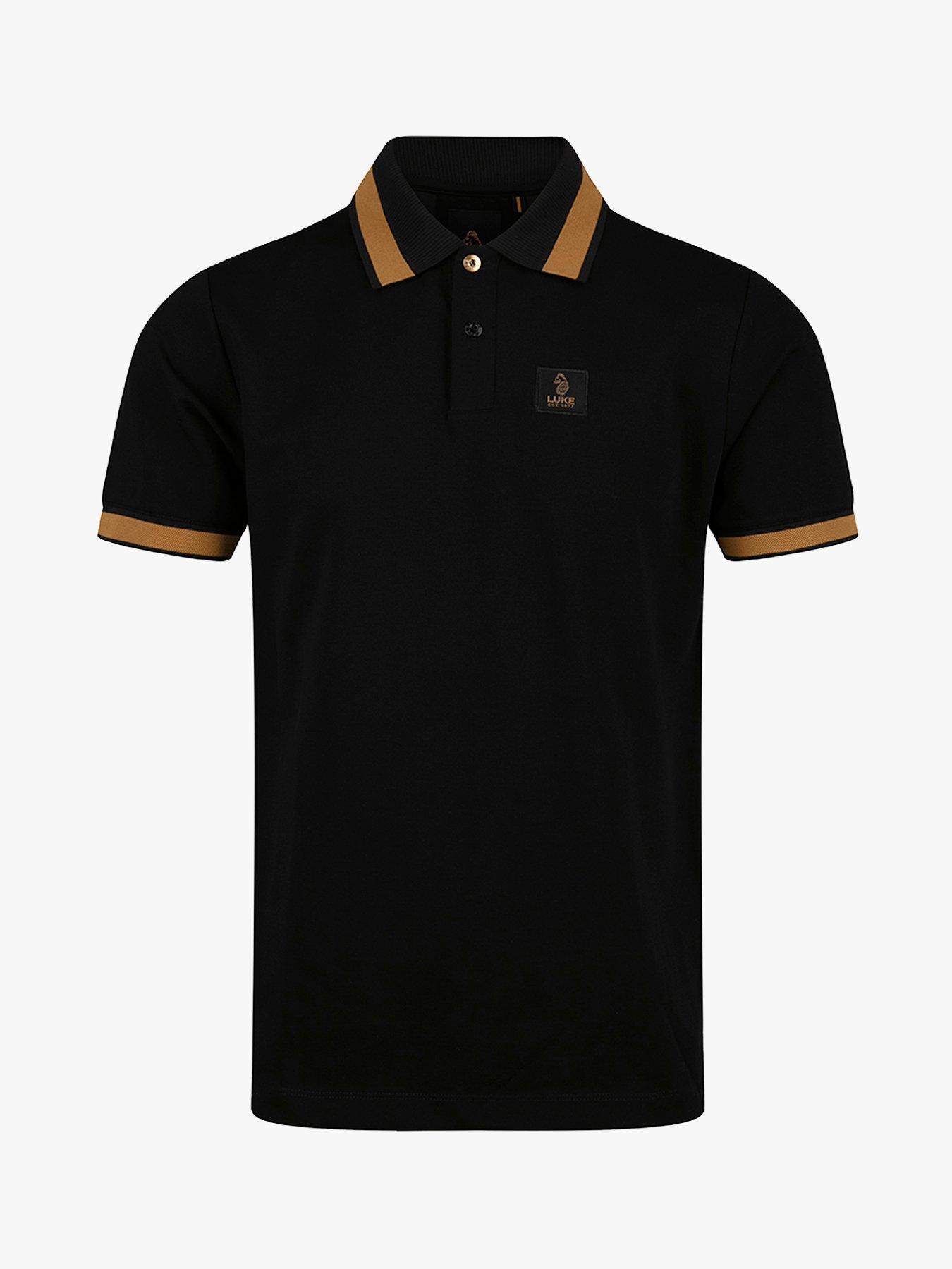  image of luke-1977-makati-tipped-short-sleeve-polo-shirt-black