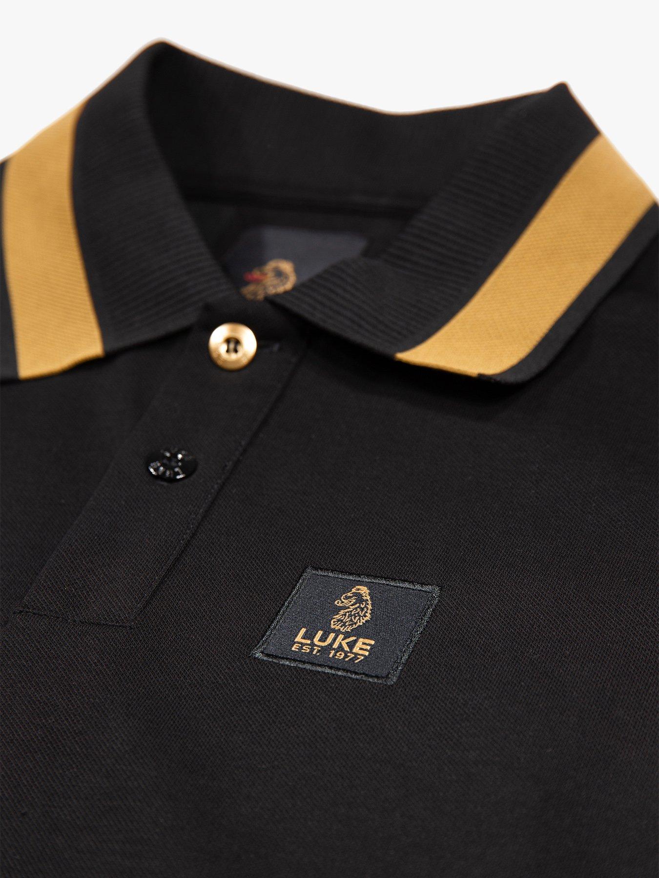  image of luke-1977-makati-tipped-short-sleeve-polo-shirt-black