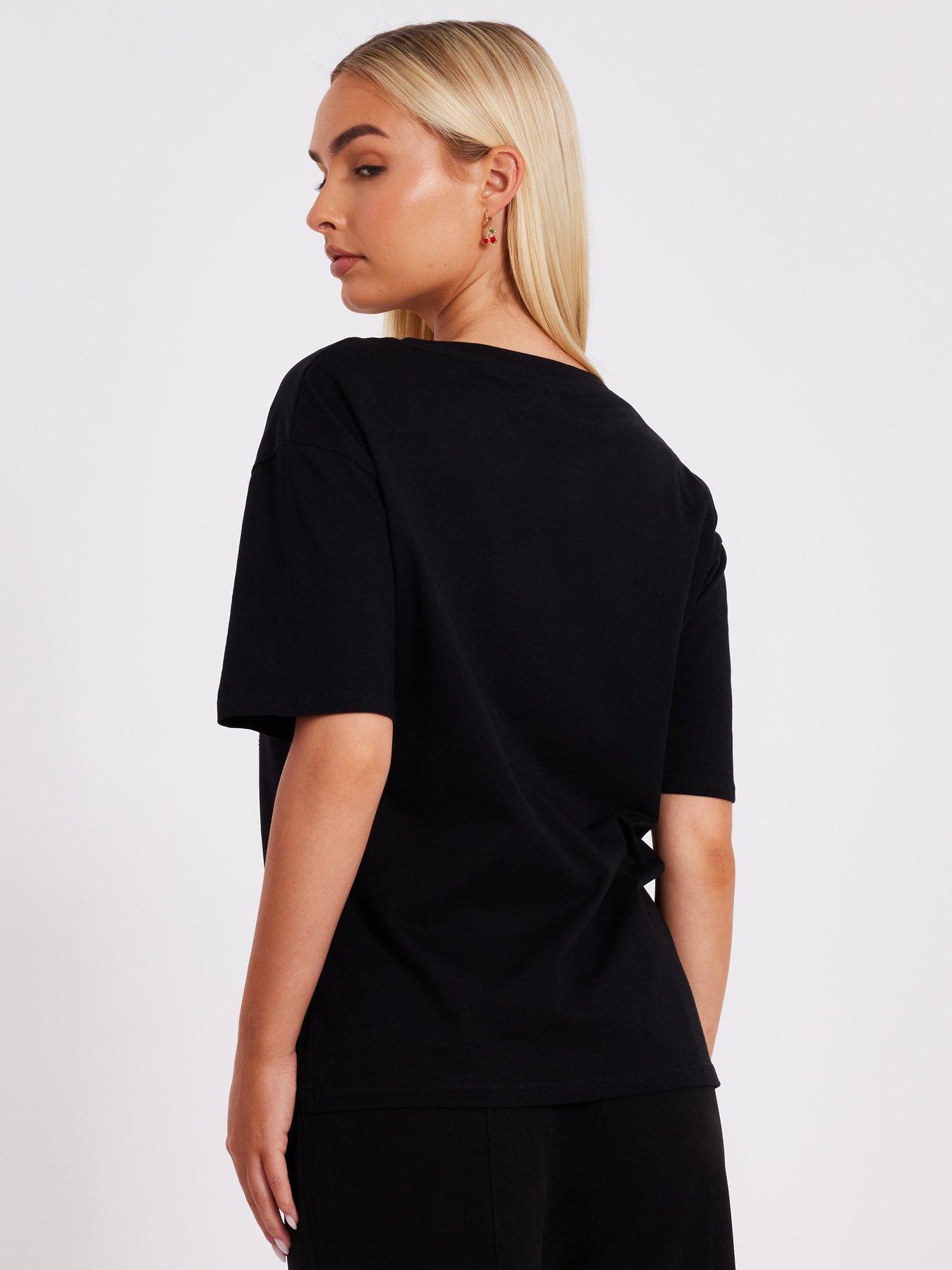 Image 2 of 6 of Quiz Black Cherry Print Boxy Top
