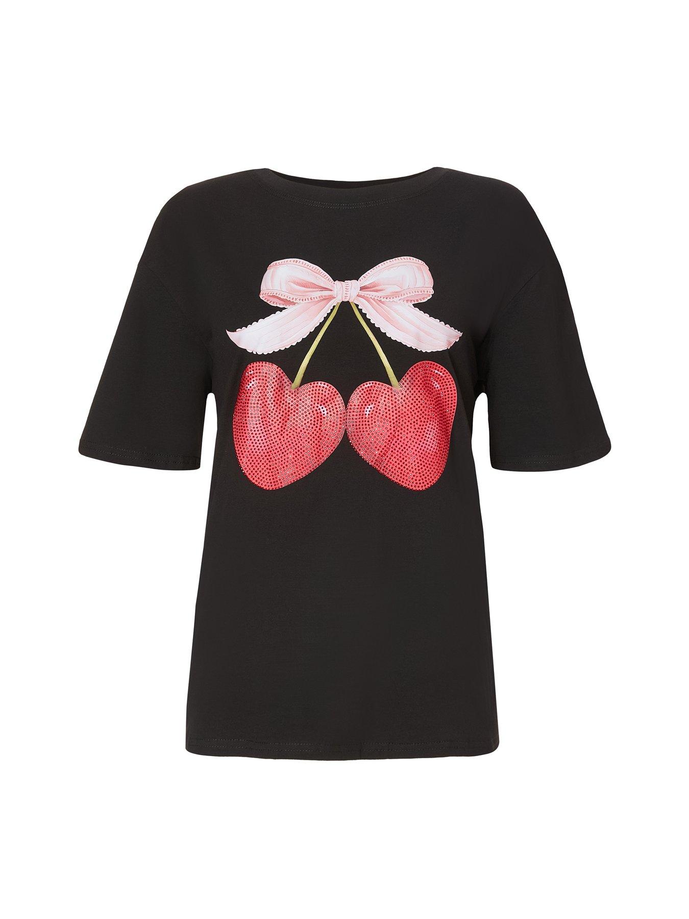Image 4 of 6 of Quiz Black Cherry Print Boxy Top