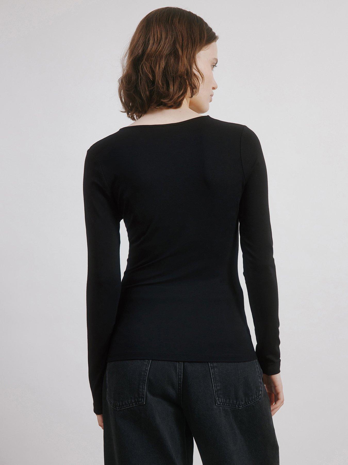 Image 2 of 4 of Albaray Deep V Neck Top - Black
