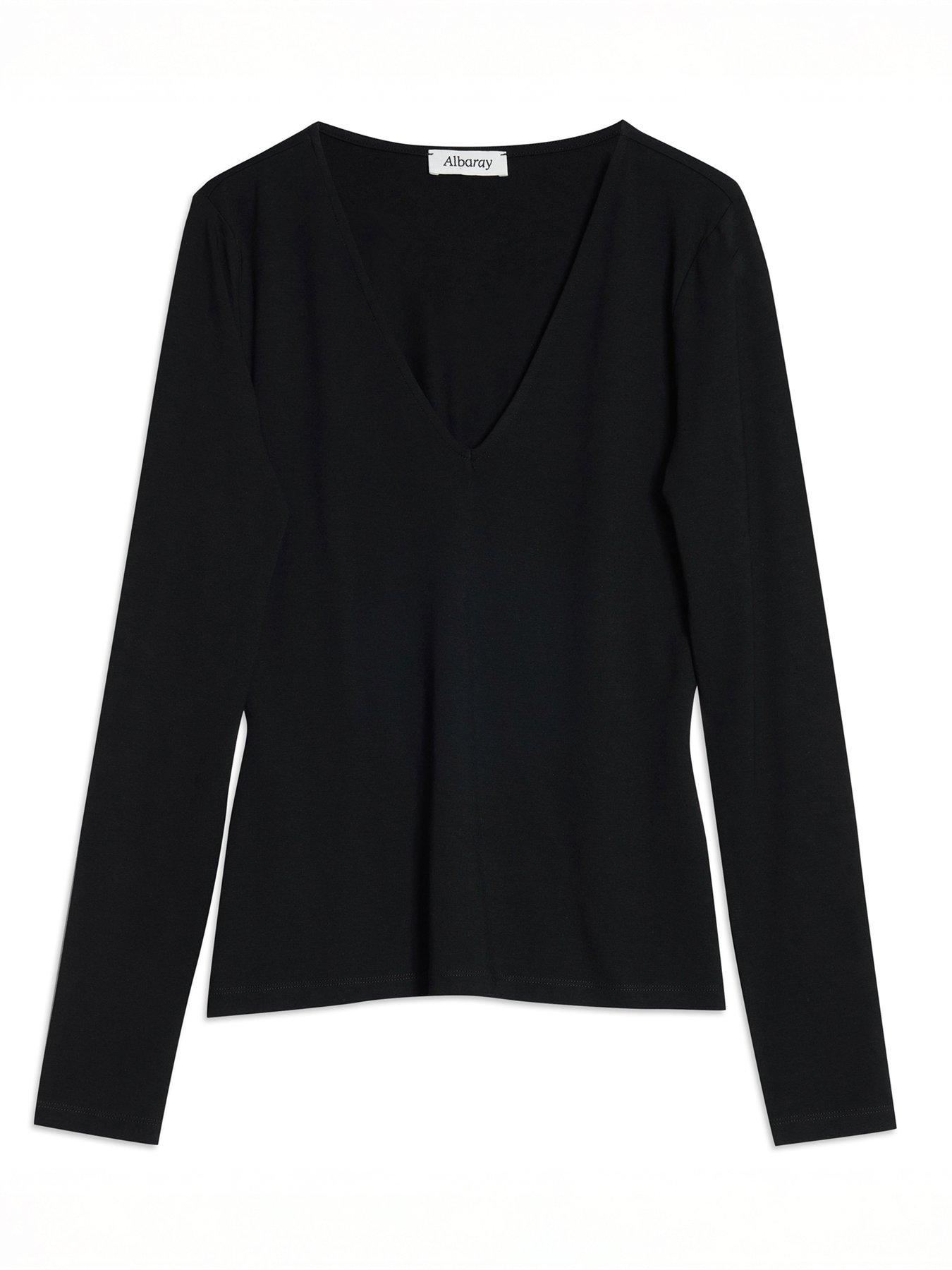 Image 4 of 4 of Albaray Deep V Neck Top - Black