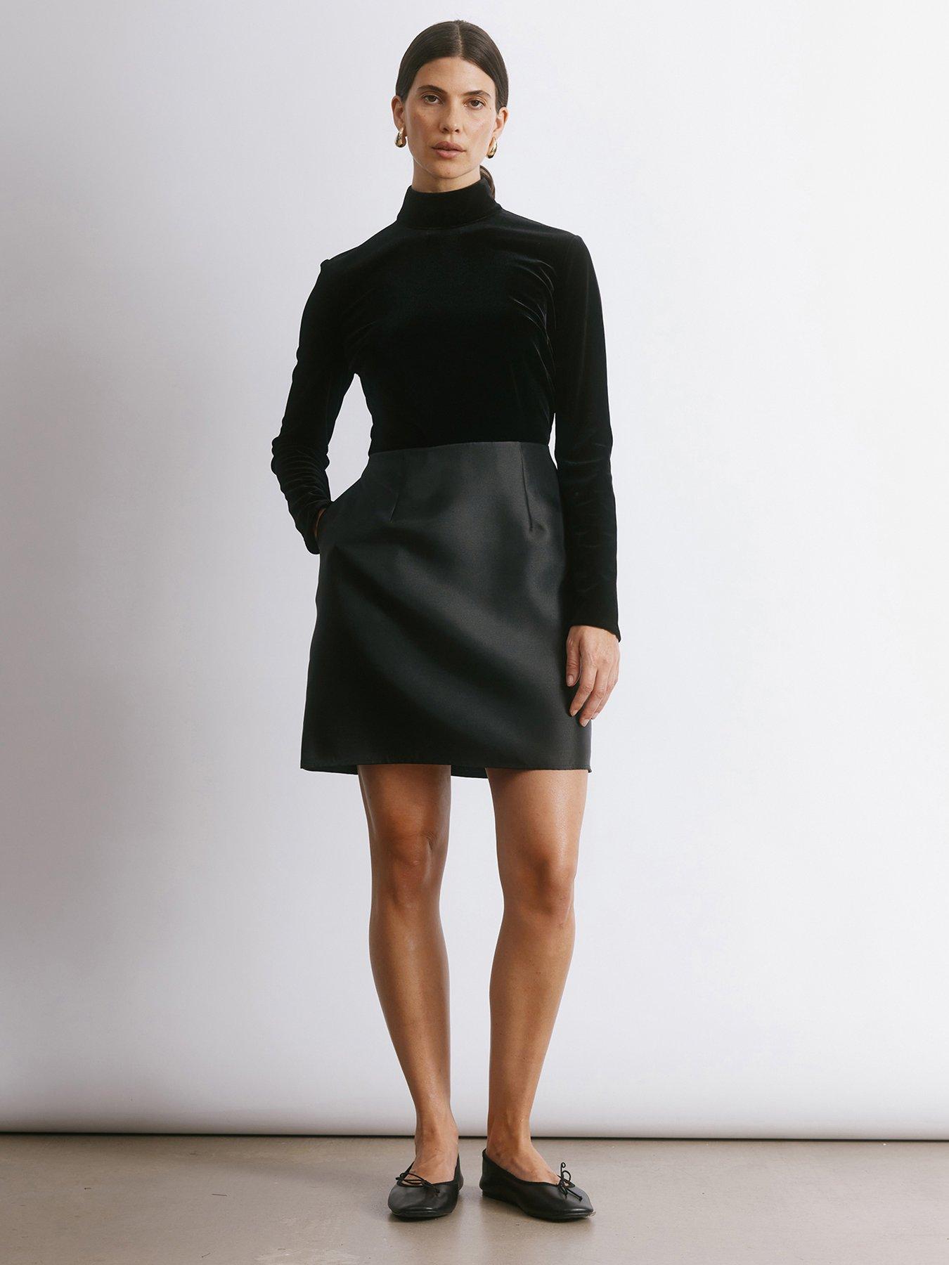 albaray-velvet-amp-taffeta-nbspfunnel-neck-short-dress-black