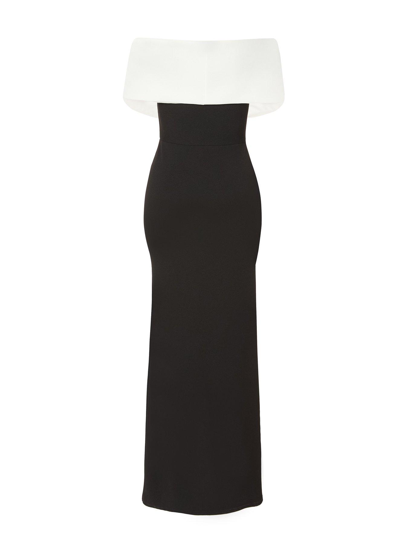 Image 5 of 6 of Quiz Black Contrast Bardot Maxi Dress