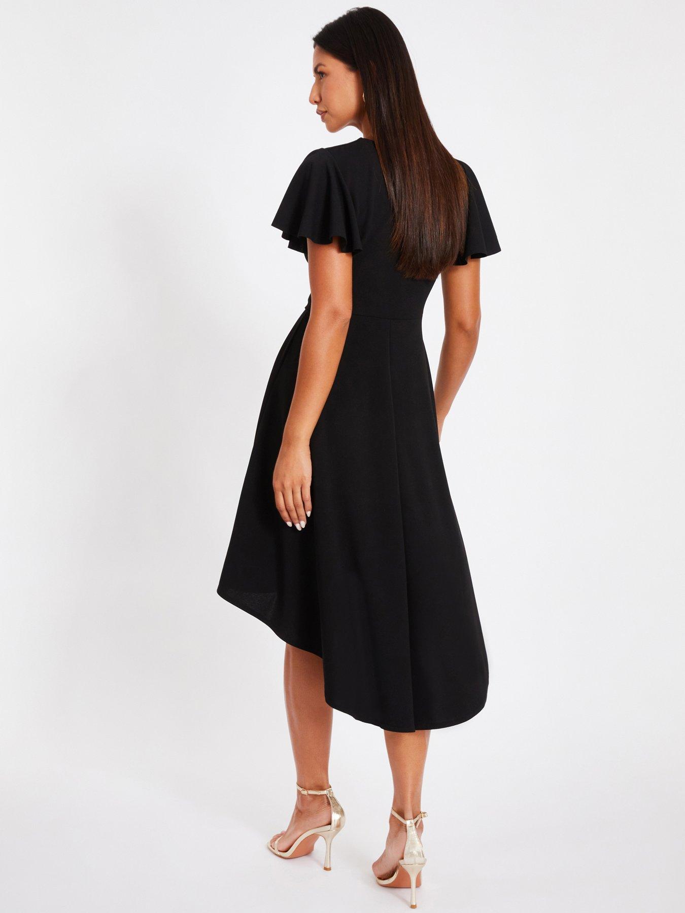 Image 2 of 6 of Quiz Black Dip Hem Midi Dress