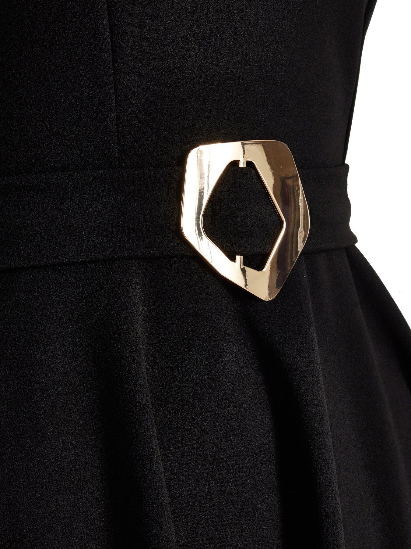 Image 6 of 6 of Quiz Black Dip Hem Midi Dress
