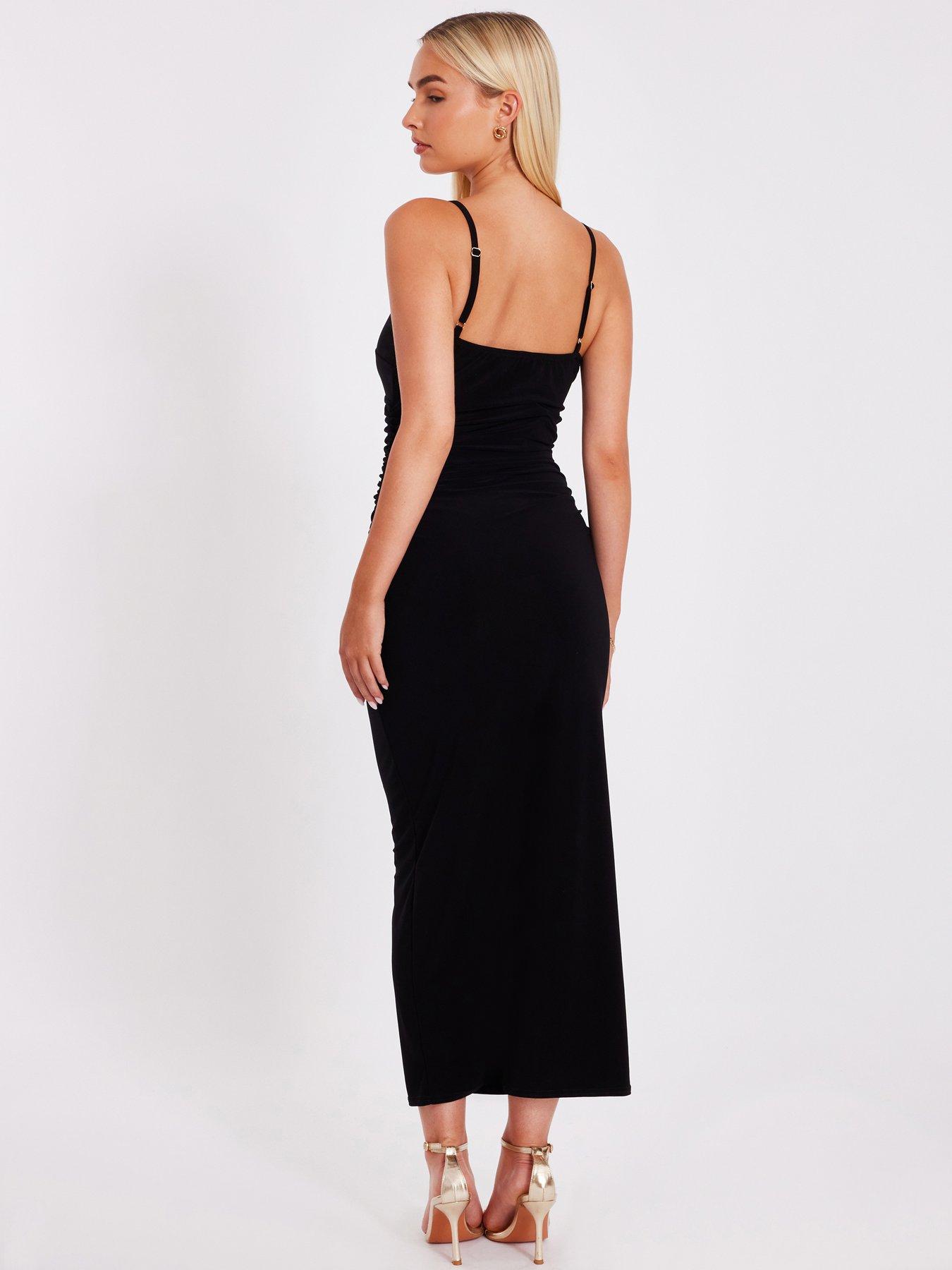 Image 2 of 6 of Quiz Black Knot Detail Midi Dress