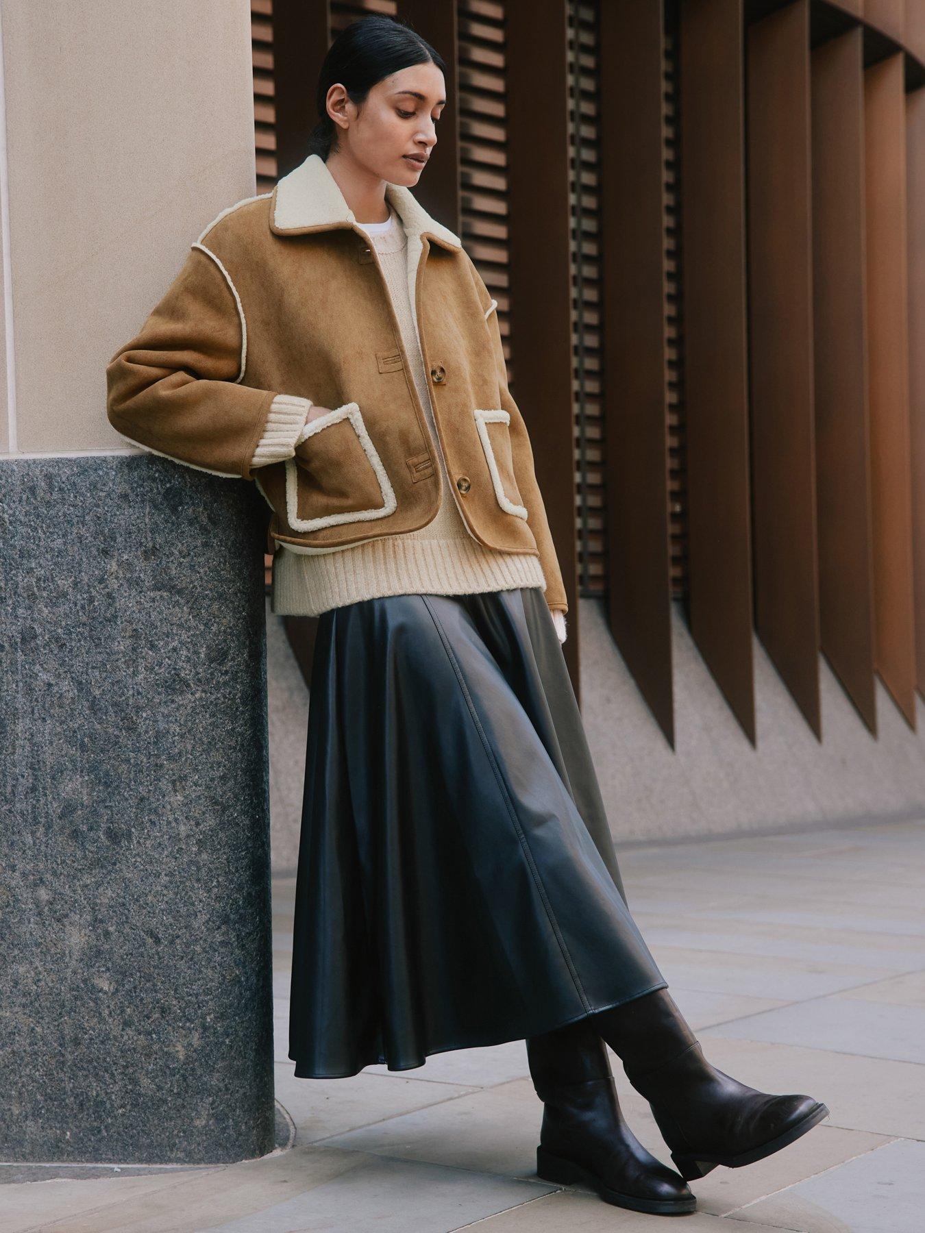 Albaray Faux Sheepskin Jacket - Brown