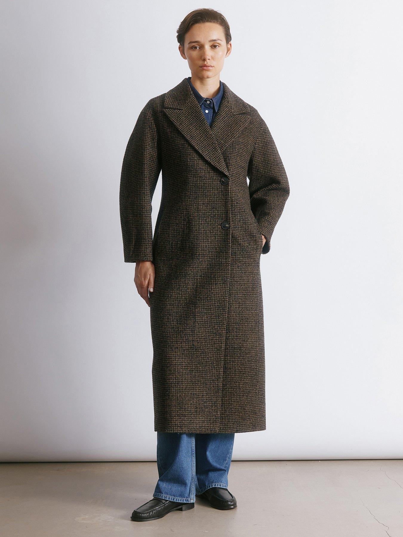  image of albaray-tweed-cocoon-sleeve-coat-grey