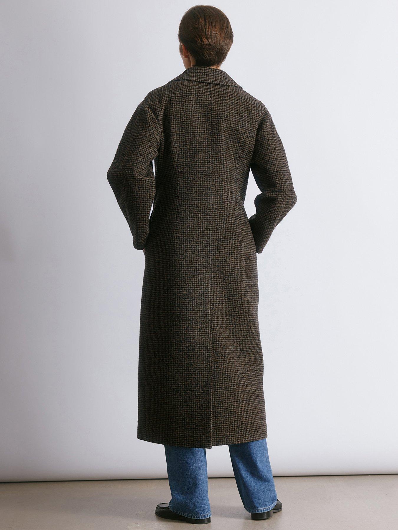  image of albaray-tweed-cocoon-sleeve-coat-grey