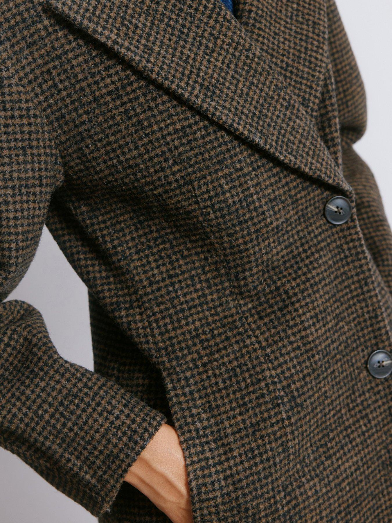  image of albaray-tweed-cocoon-sleeve-coat-grey