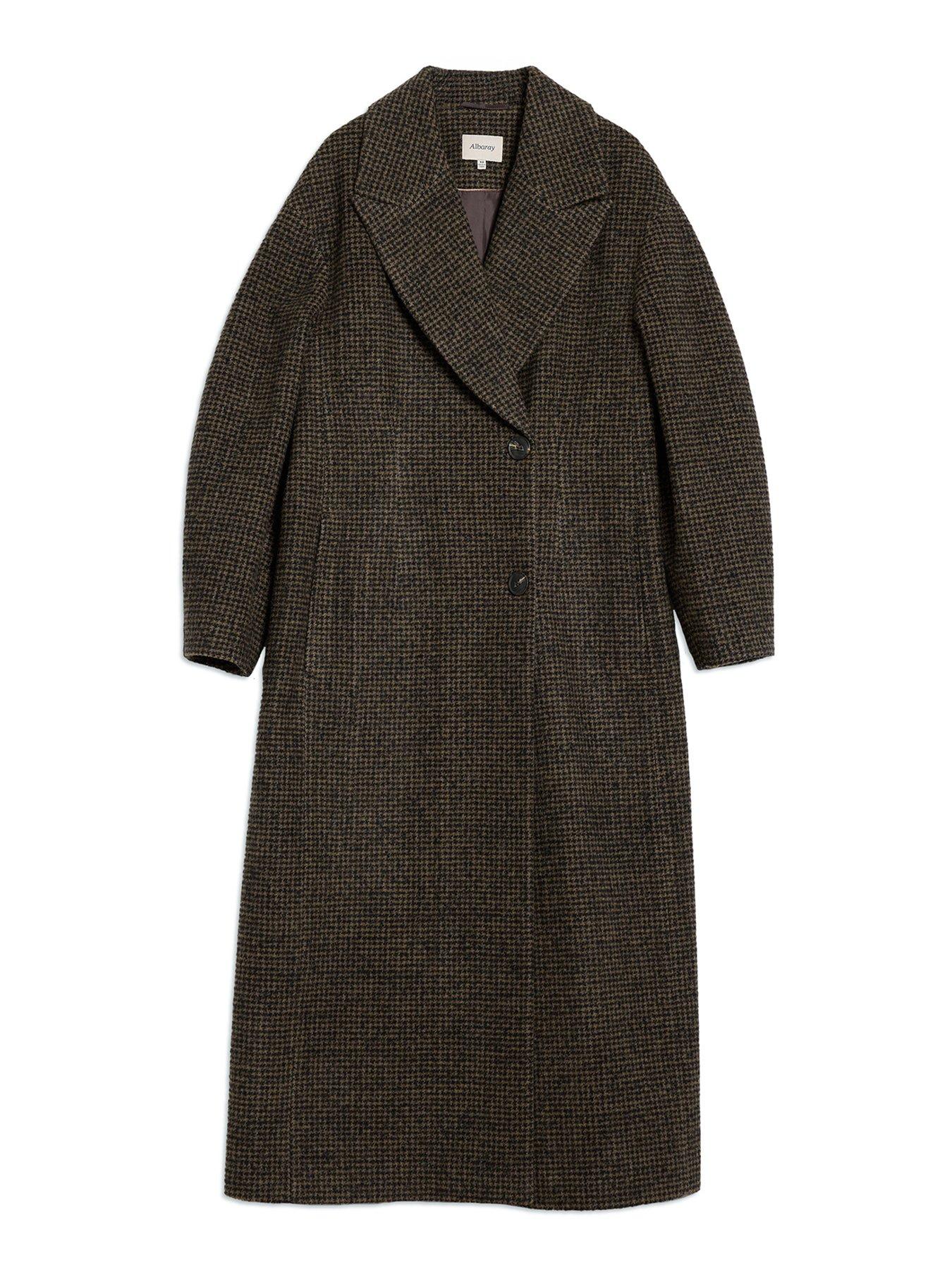  image of albaray-tweed-cocoon-sleeve-coat-grey