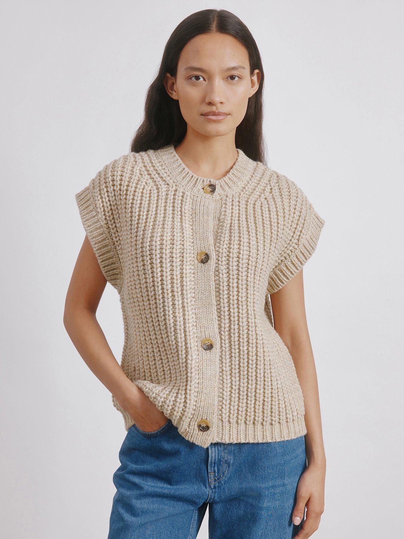 undefined Chunky Rib Waistcoat - Beige