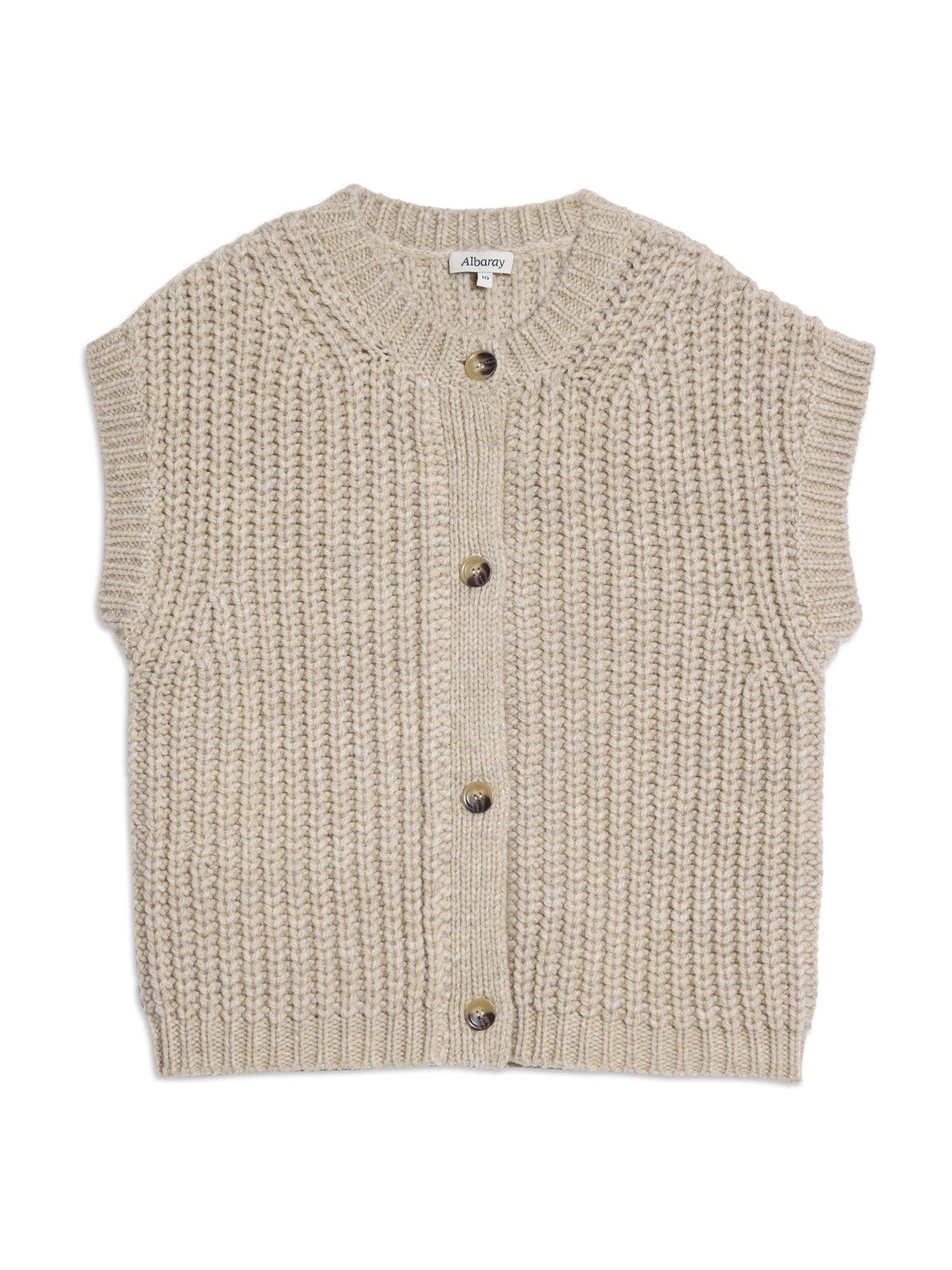 Image 4 of 4 of Albaray Chunky Rib Waistcoat - Beige