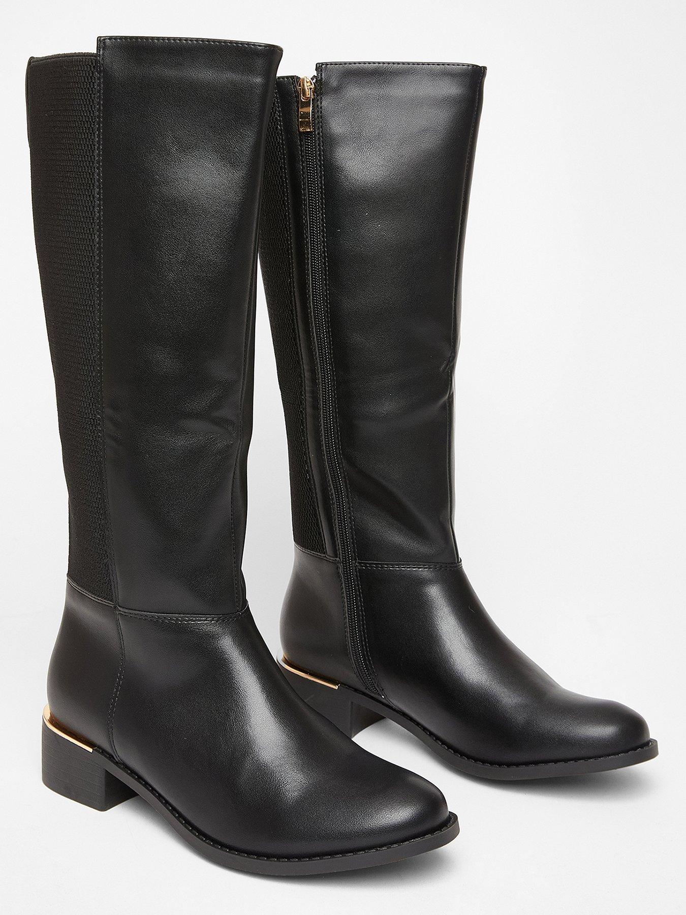 Image 4 of 5 of Quiz Wide Fit Black Knee High Boots