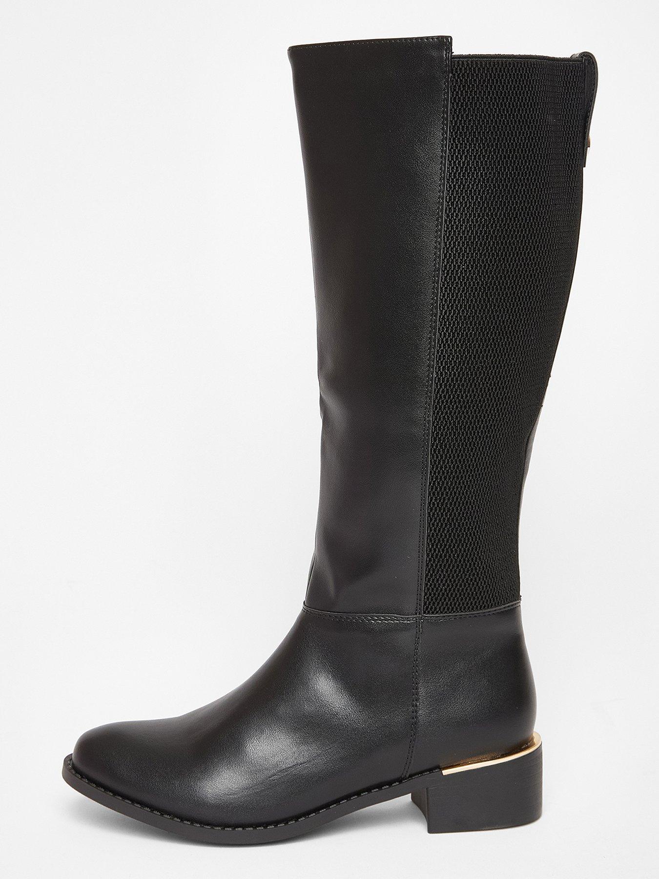 Image 5 of 5 of Quiz Wide Fit Black Knee High Boots