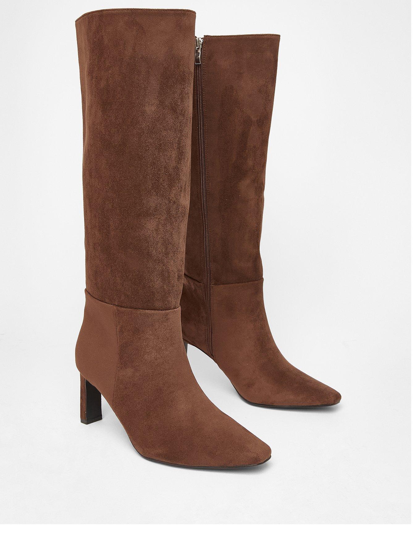 Image 2 of 5 of Quiz Wide Fit Brown Knee High Boots