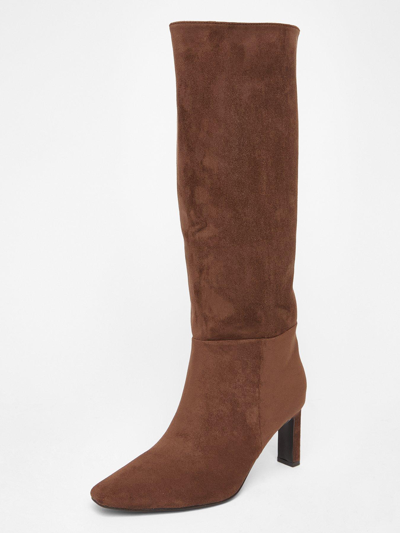 Image 3 of 5 of Quiz Wide Fit Brown Knee High Boots