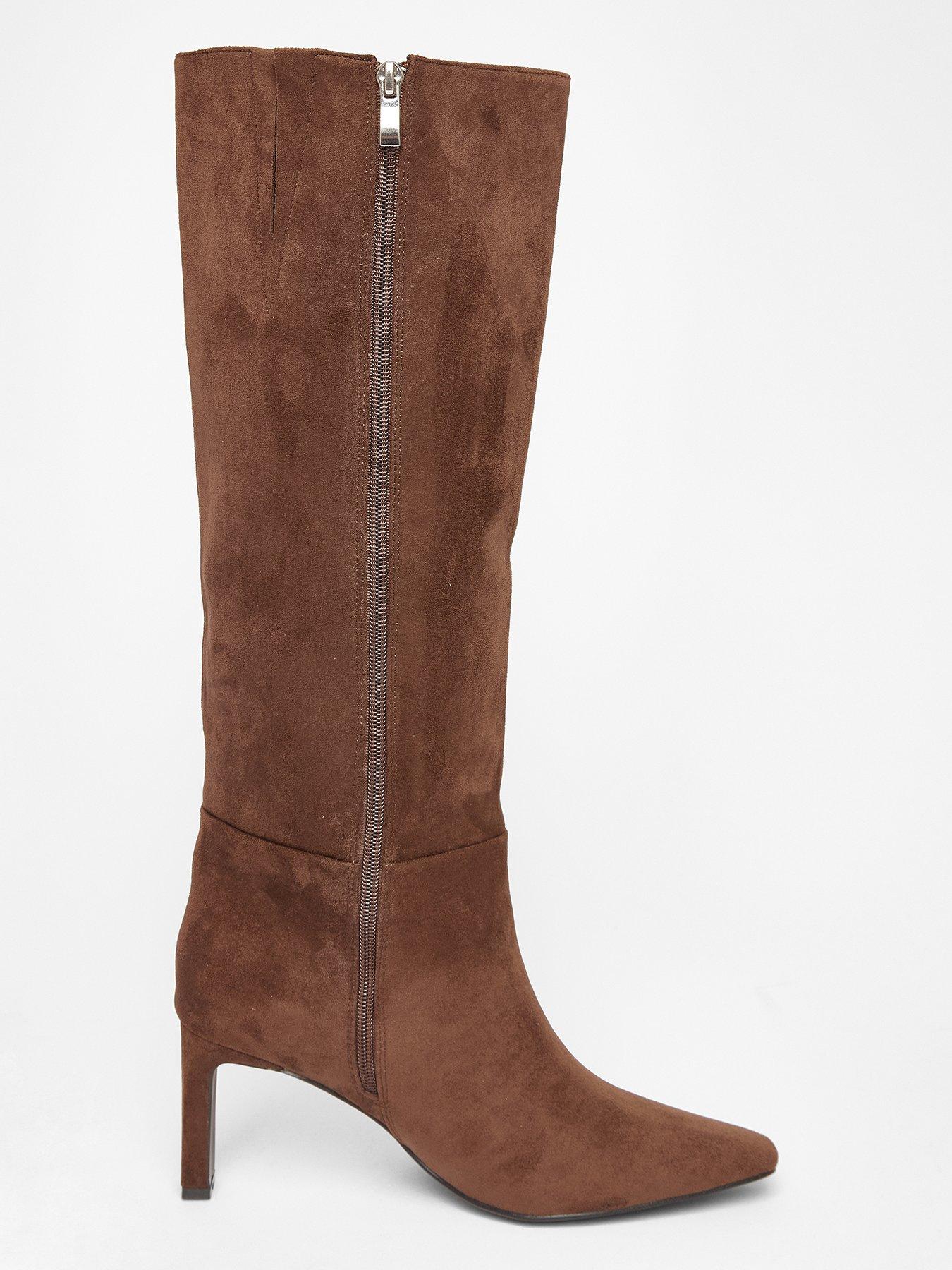 Image 4 of 5 of Quiz Wide Fit Brown Knee High Boots