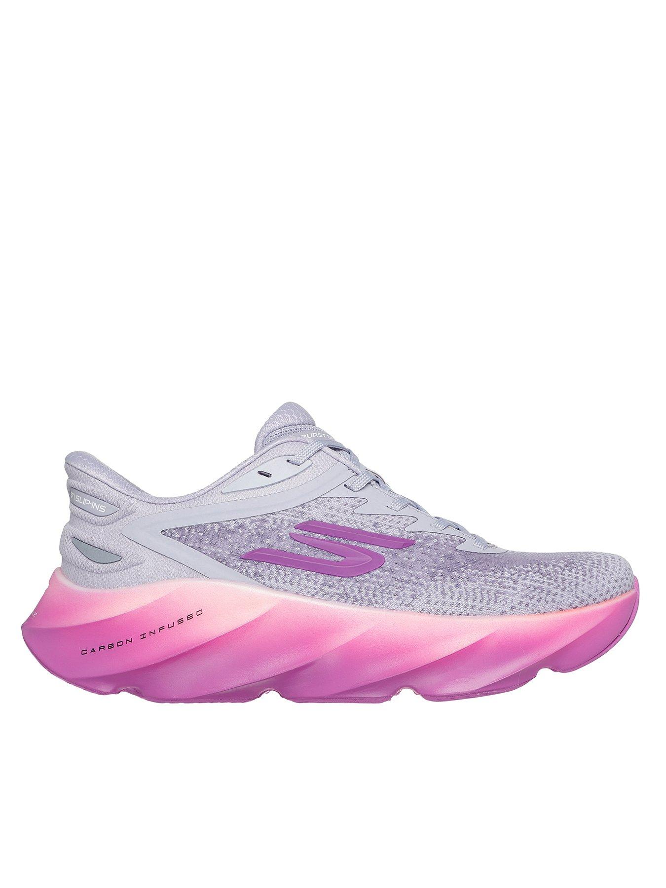front image of skechers-skx-aero-burst-slip-in-arch-fit-running-trainer-lilac