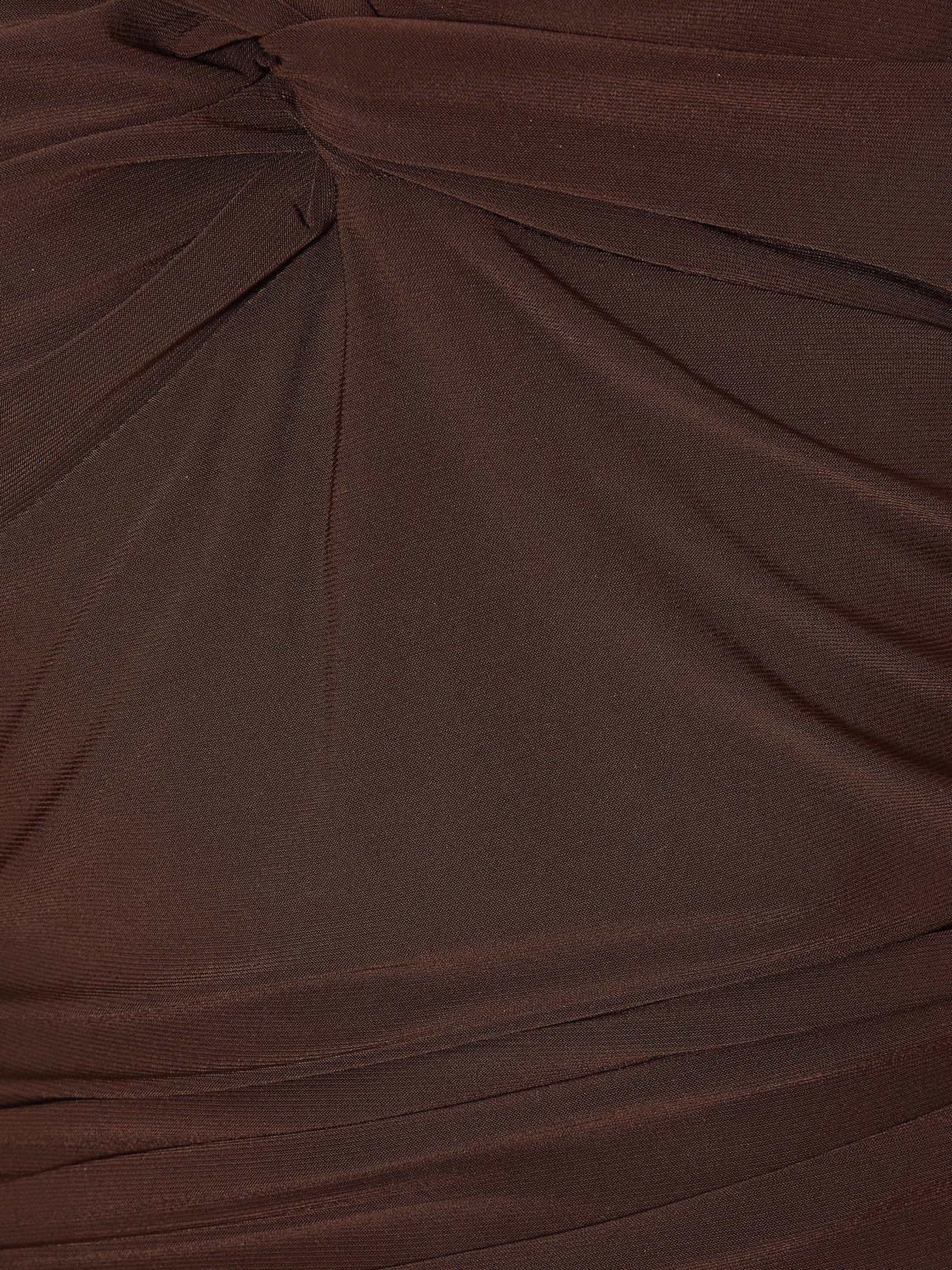 Image 6 of 6 of Quiz Brown Knot Front Mini Dress