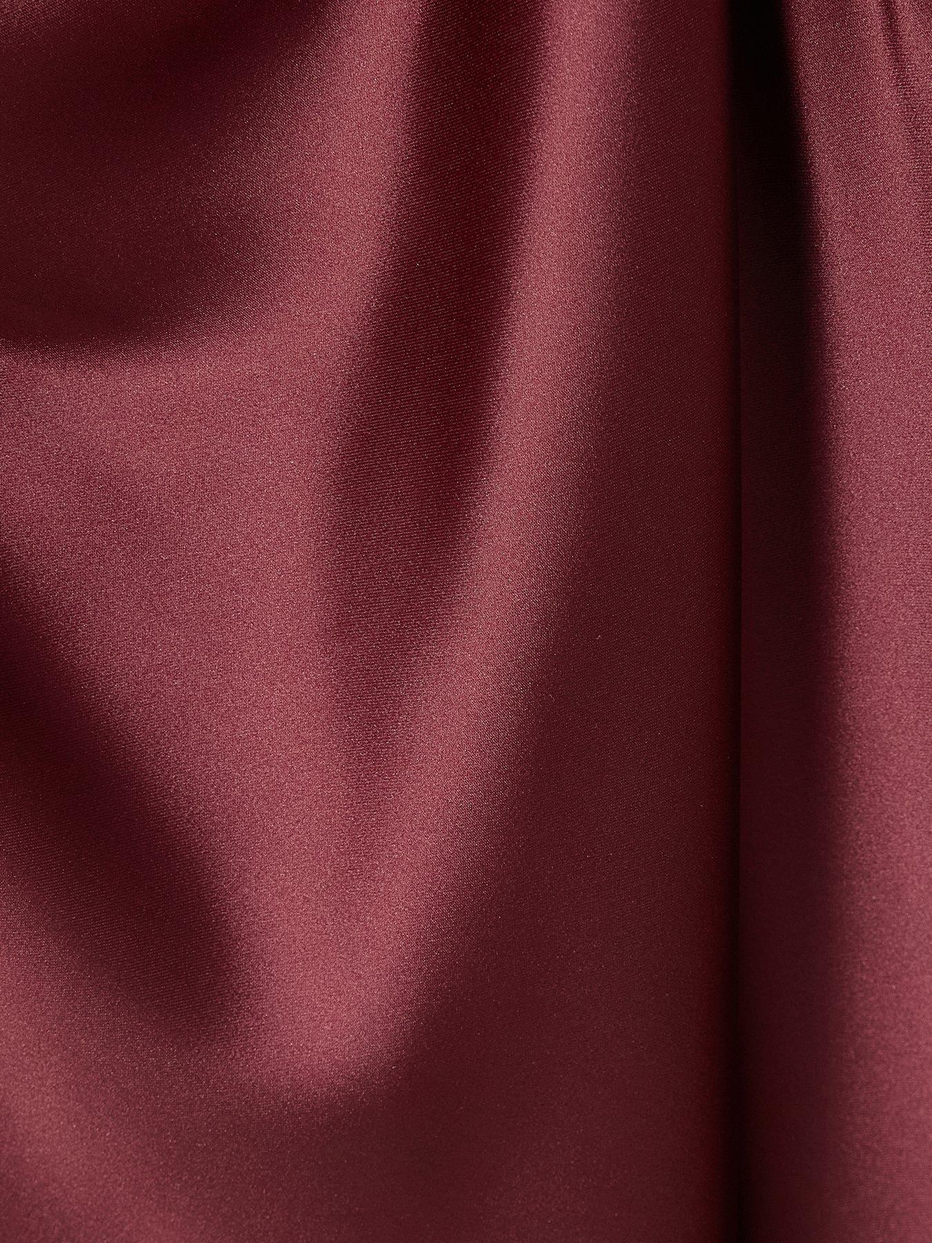 Image 6 of 6 of Quiz Dark Red Satin Ruched Midaxi Dress
