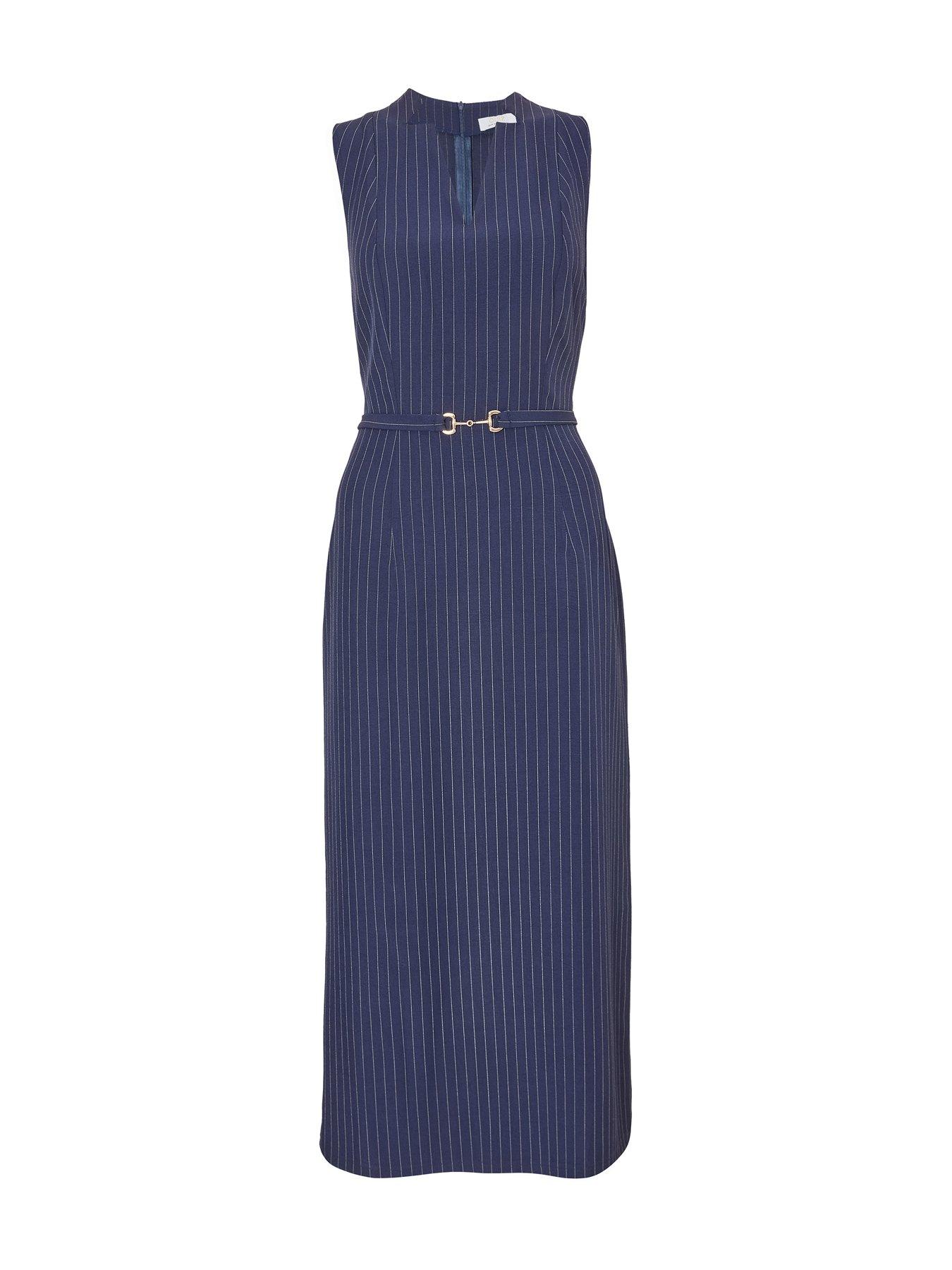  image of quiz-navy-pinstripe-midi-dress