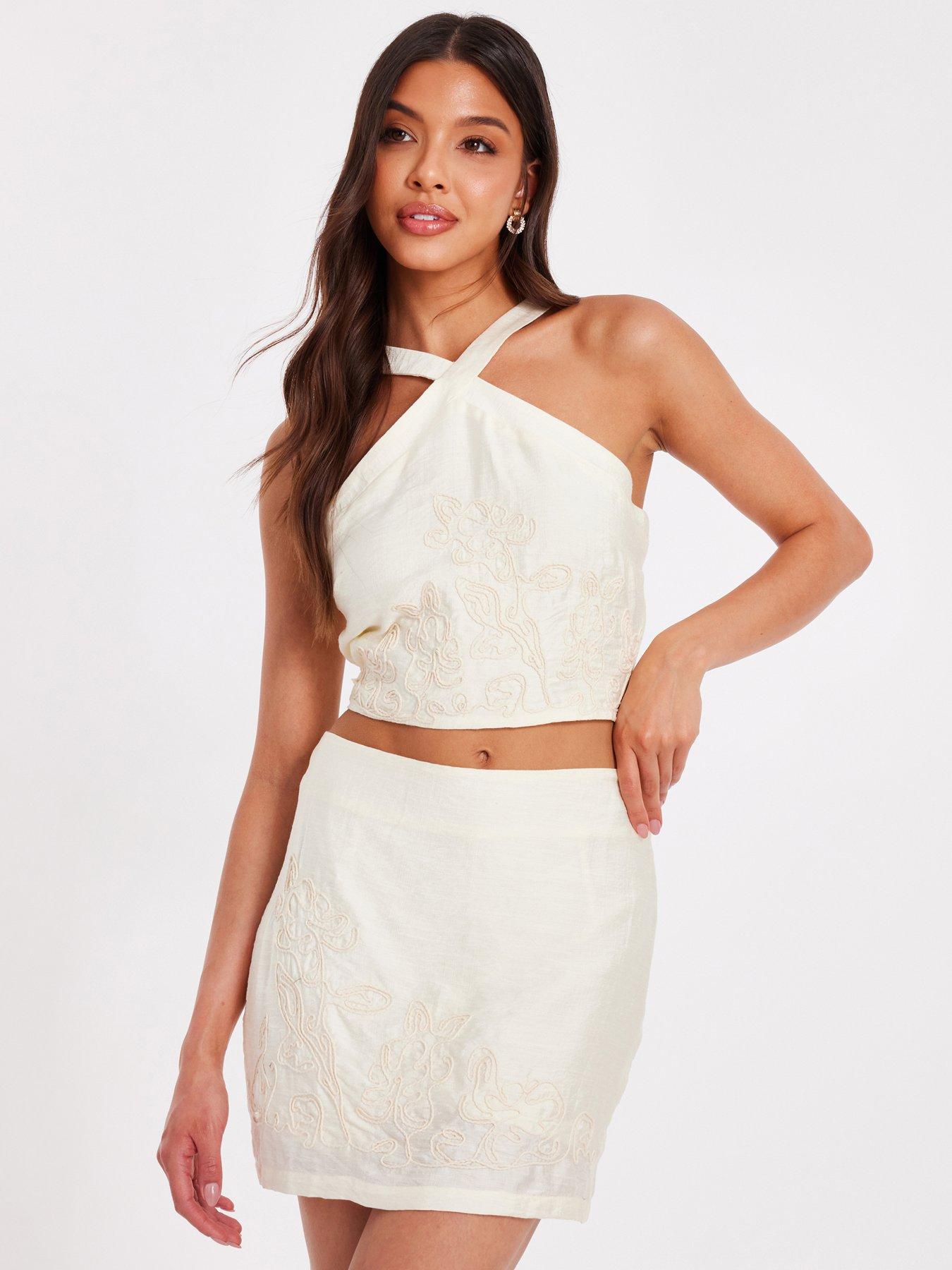 undefined Stone Embroidered Mini Skirt