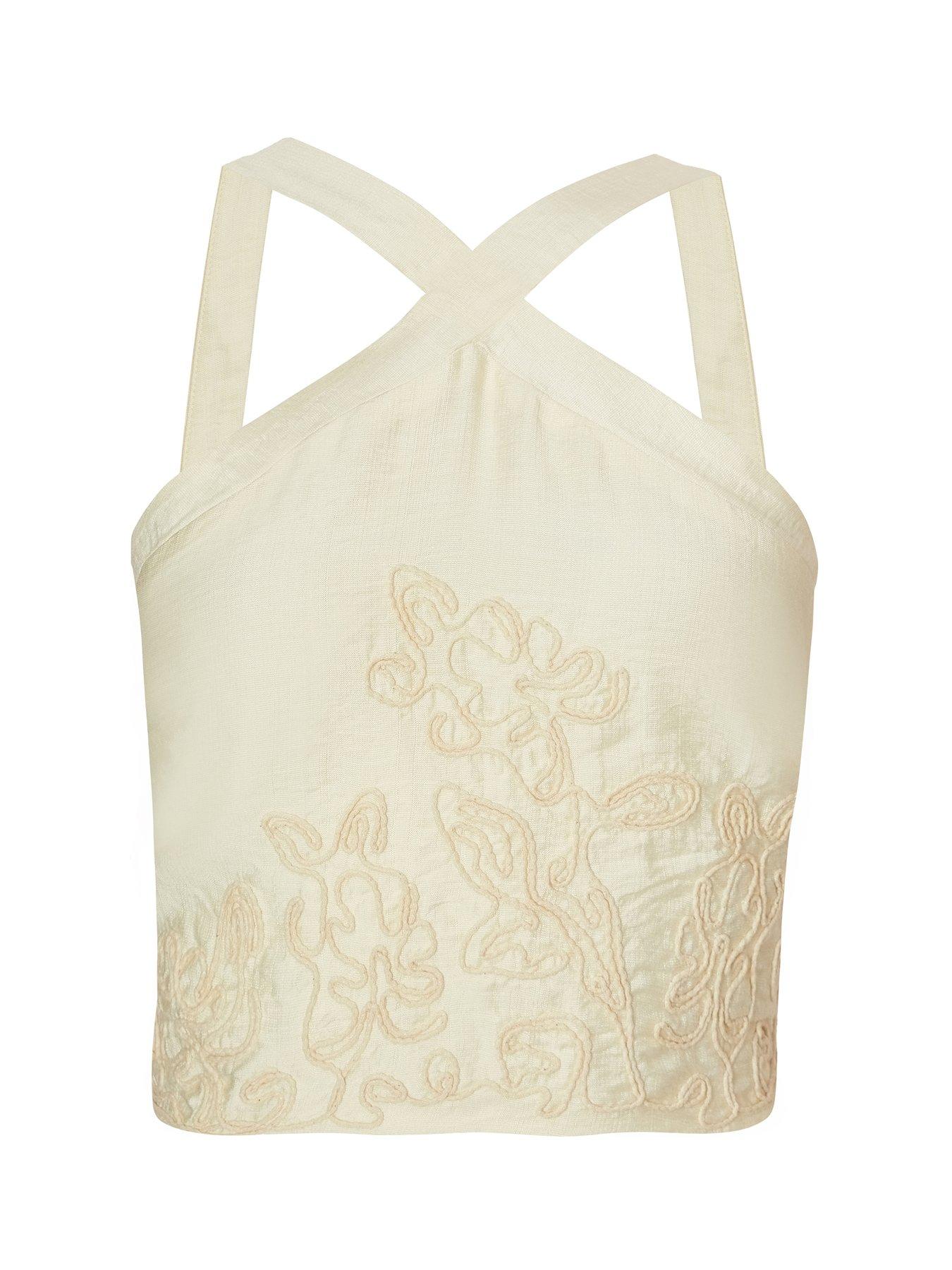 Image 4 of 6 of Quiz Stone Embroidered Crop Top