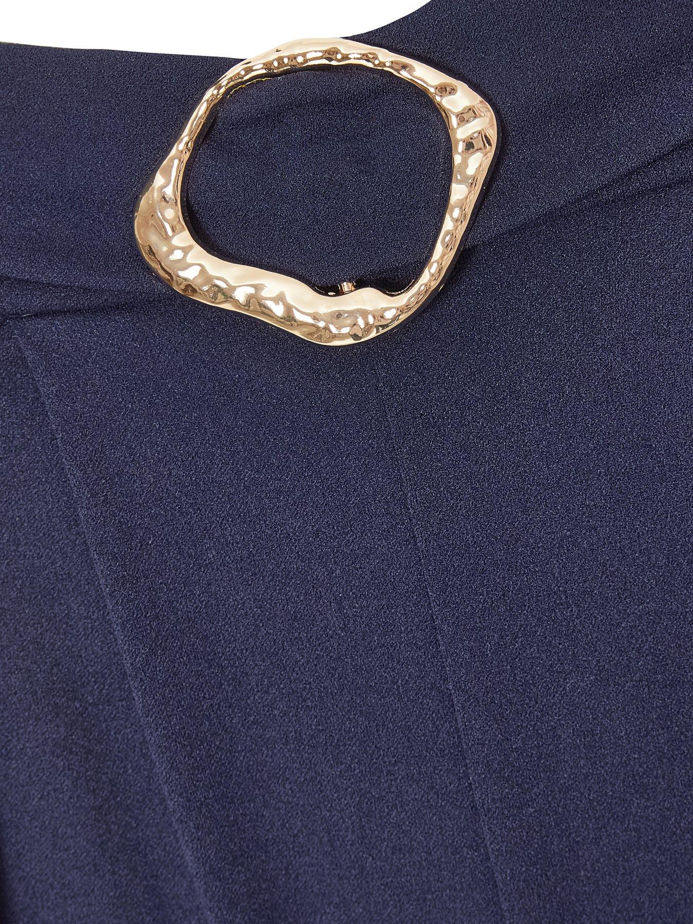 Image 6 of 6 of Quiz Navy Buckle Palazzo Trousers