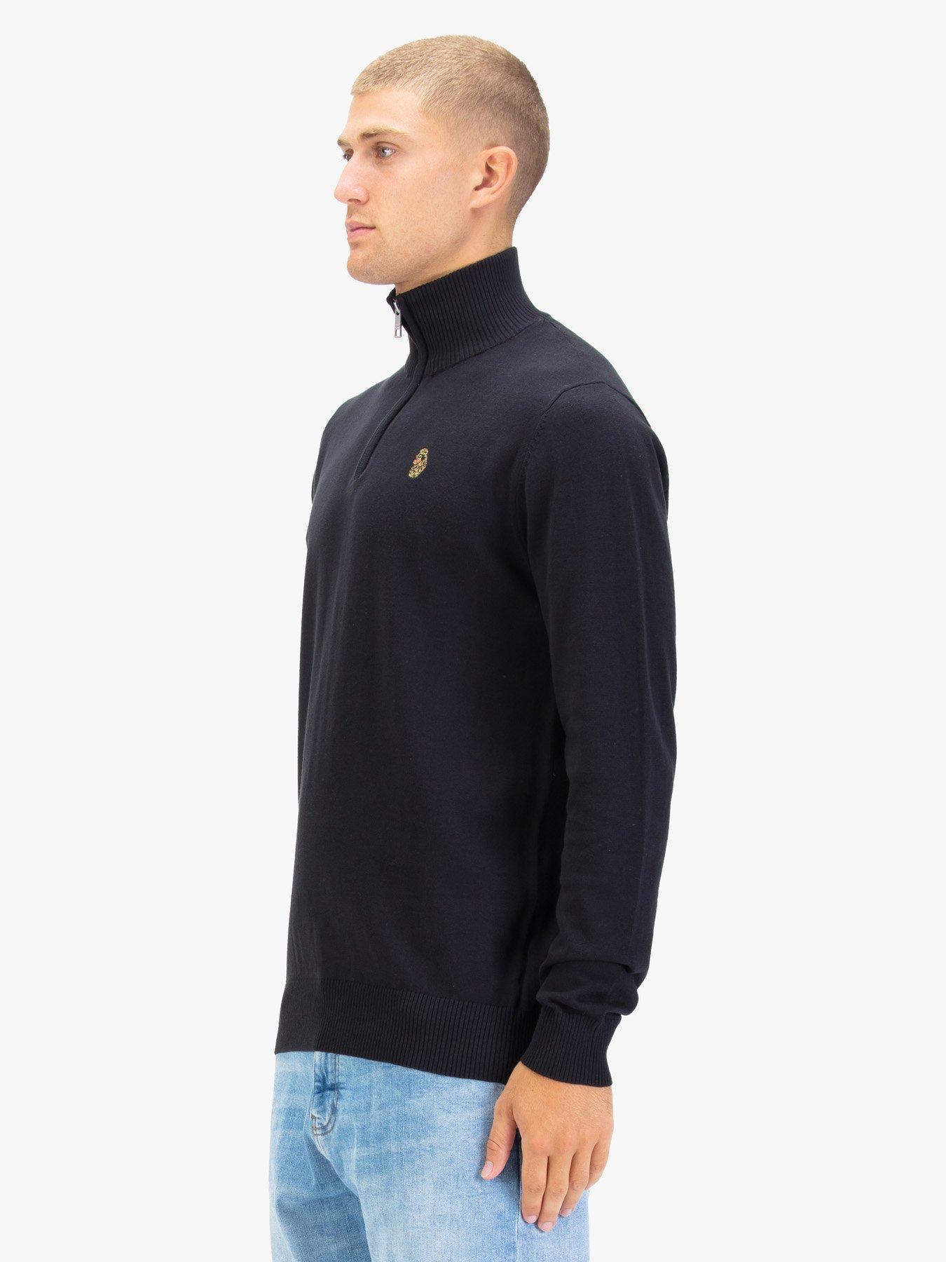 Image 3 of 6 of Luke 1977 Pretender Knitted Quarter Zip - Black
