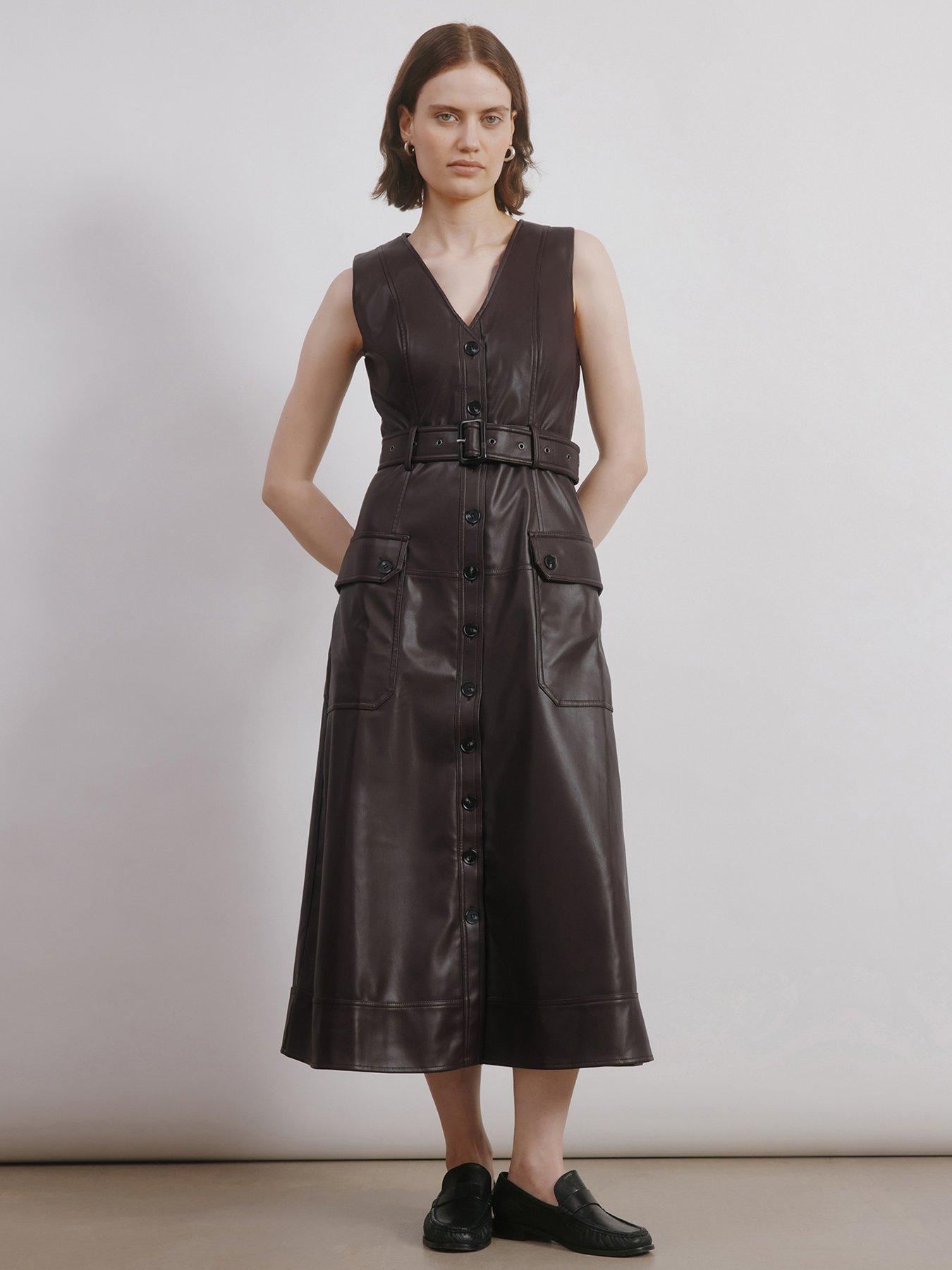albaray-faux-leather-belted-dress