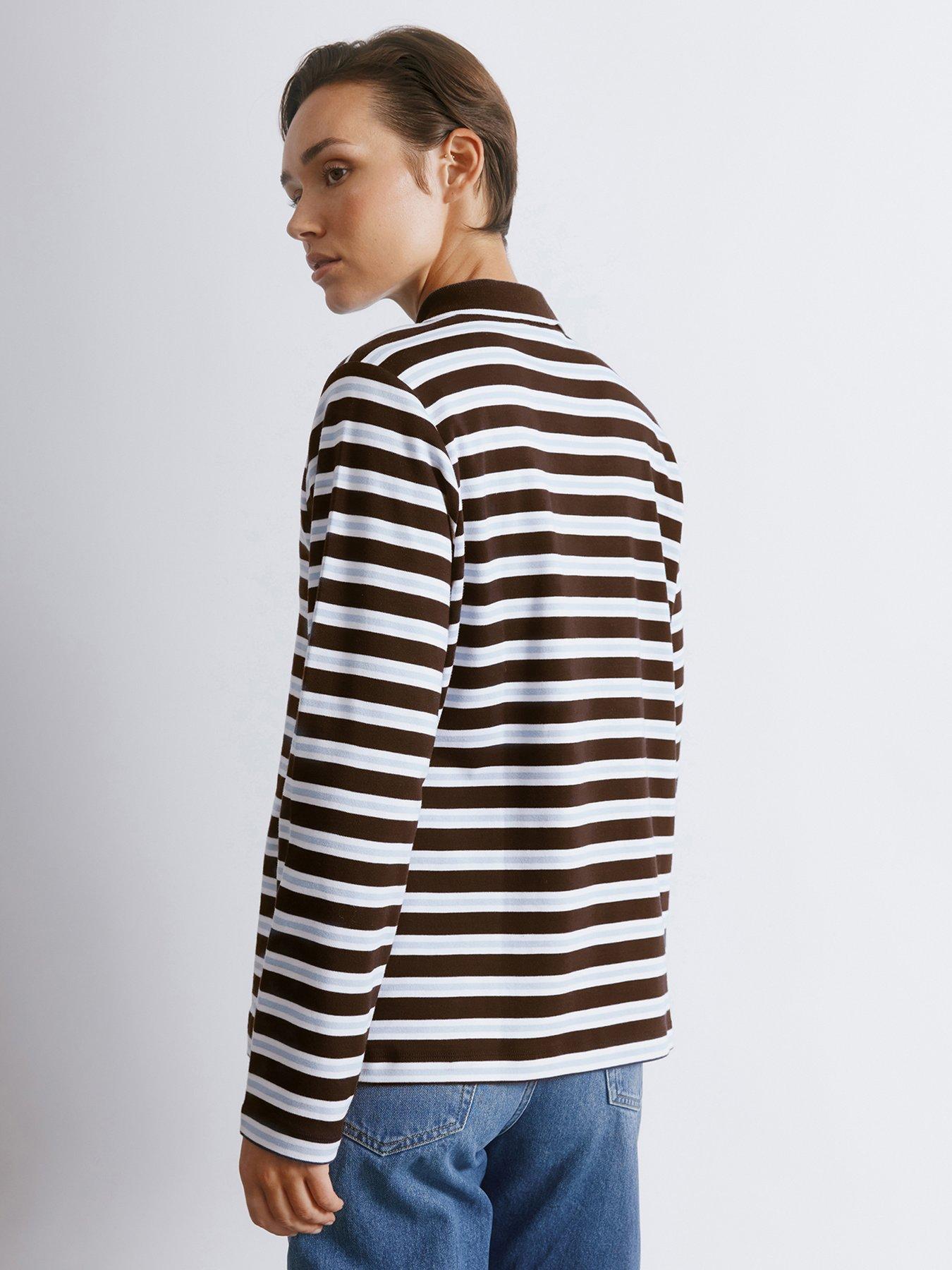 Image 2 of 4 of Albaray Stripe Polo Top - Brown