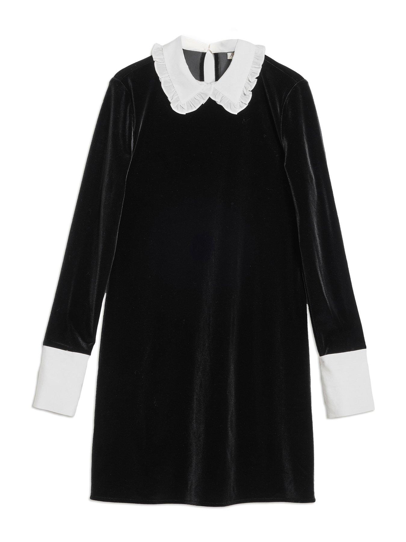 Image 4 of 4 of Albaray Contrast Collar Dress - Black