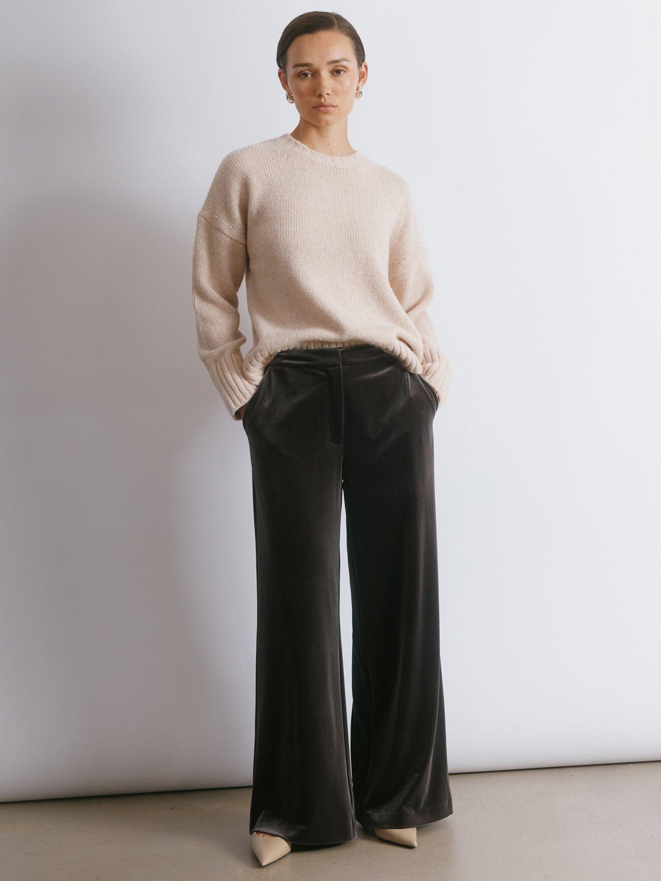  image of albaray-velvet-wide-leg-trouser-brown