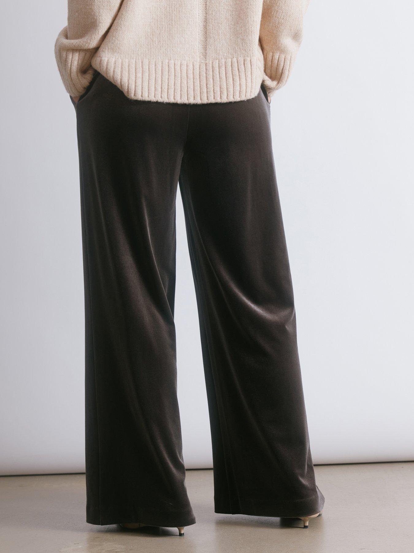  image of albaray-velvet-wide-leg-trouser-brown