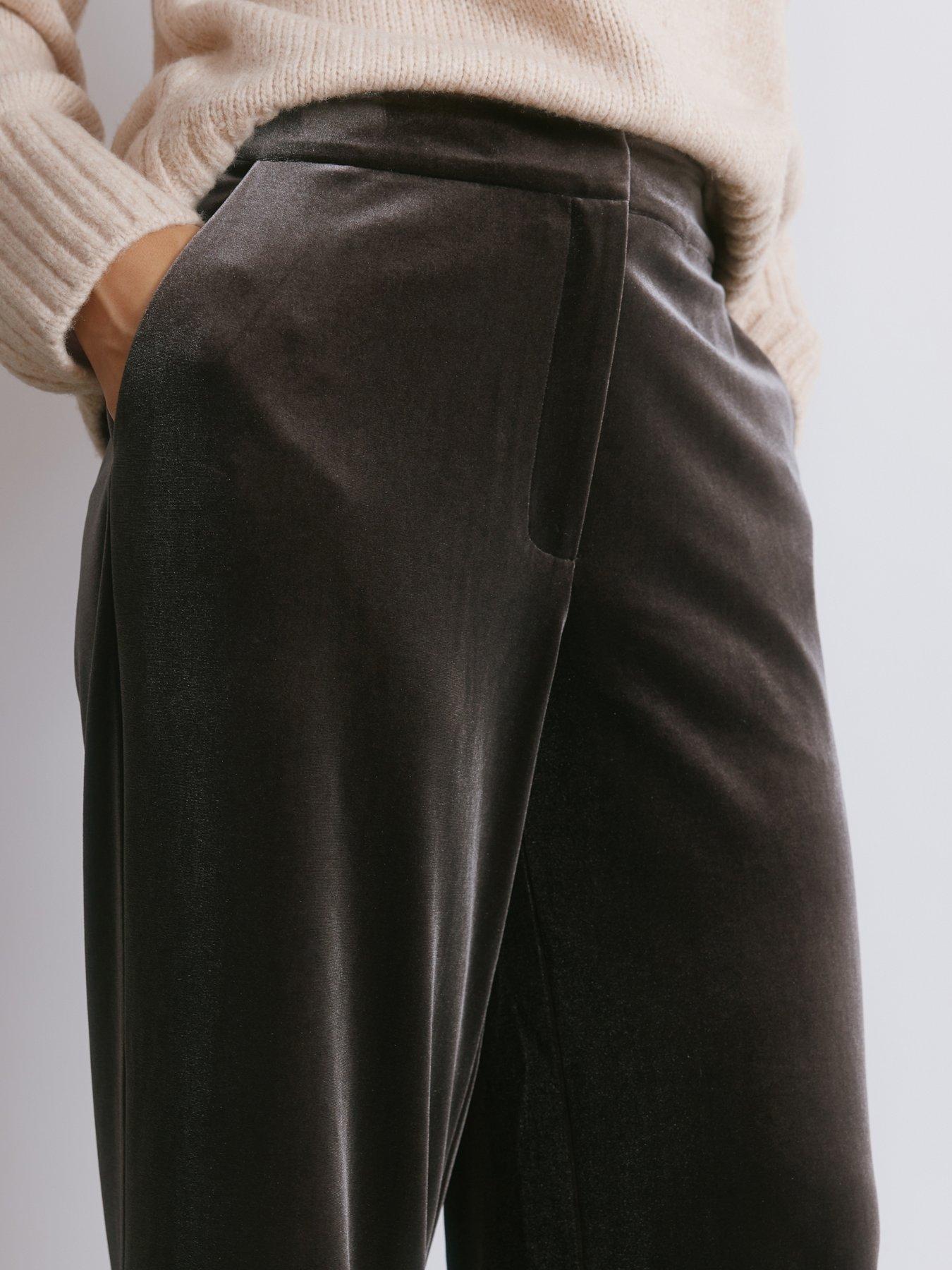  image of albaray-velvet-wide-leg-trouser-brown
