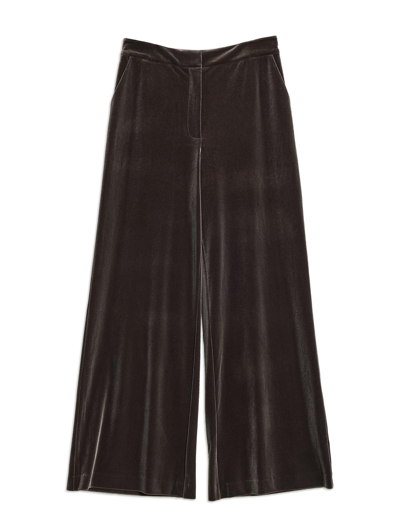  image of albaray-velvet-wide-leg-trouser-brown