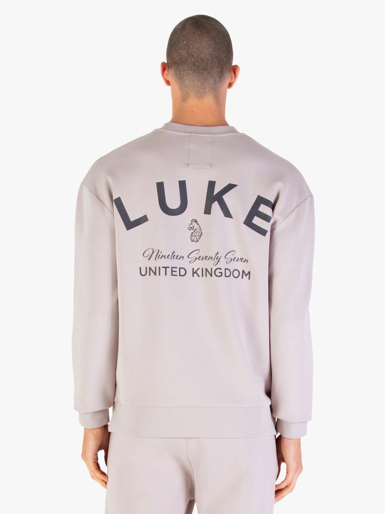 Image 1 of 6 of Luke 1977 Oakwood Back Print Sweatshirt - Grey