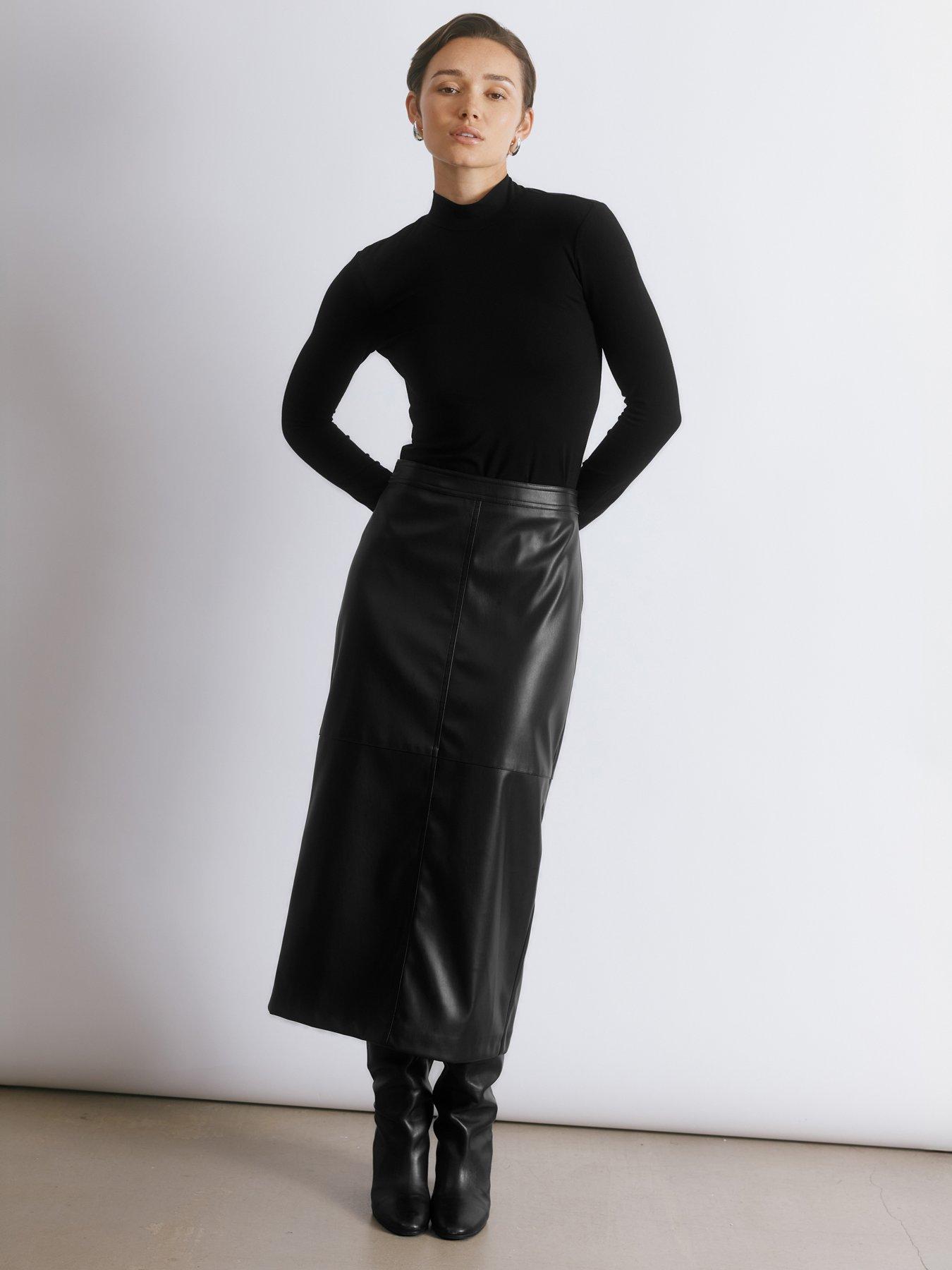  image of albaray-faux-leather-pencil-skirt