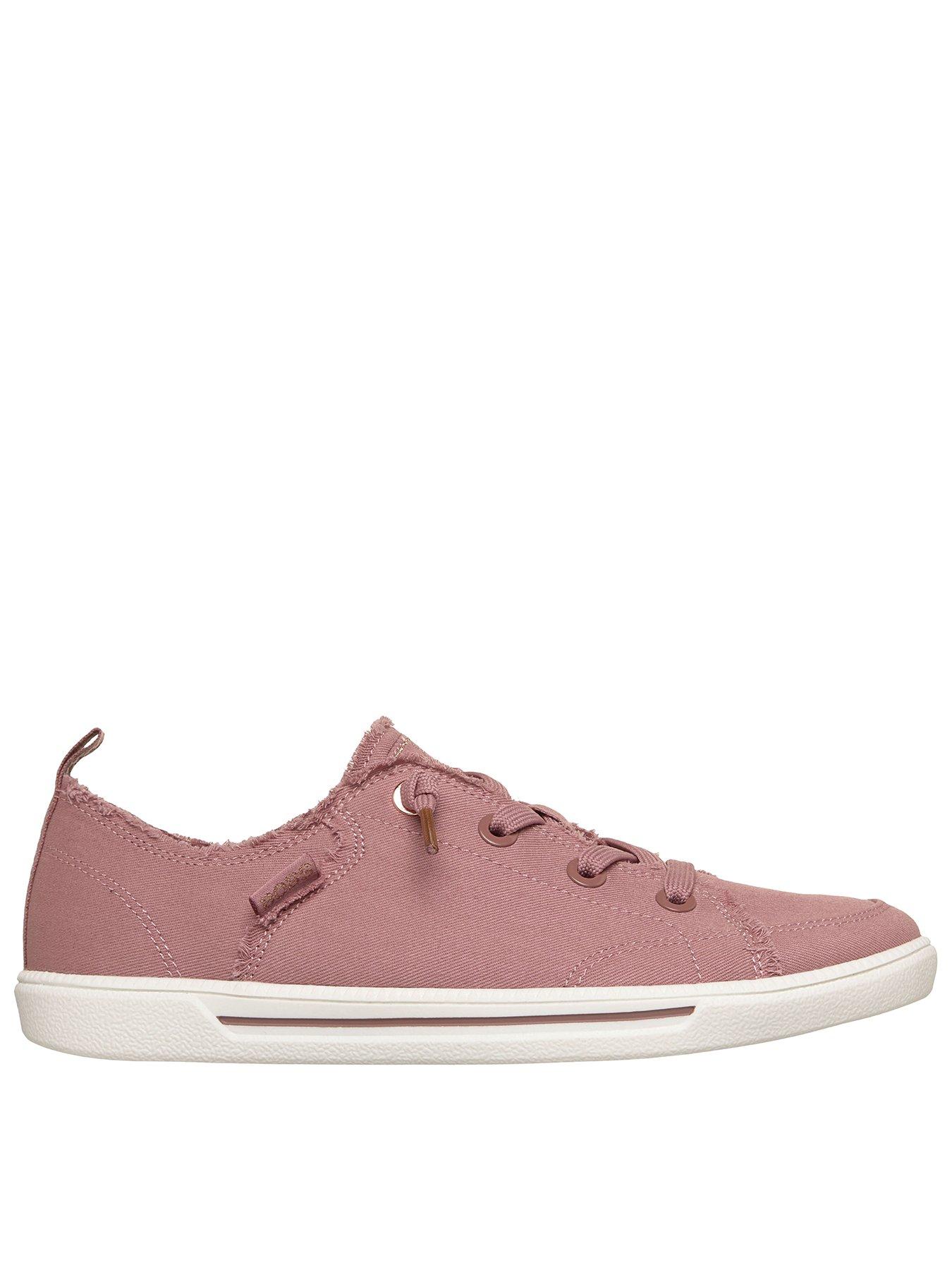 Skechers Bobs B Cute 2.0 Frayed Canvas Faux Lace Slip On Trainer - Rose