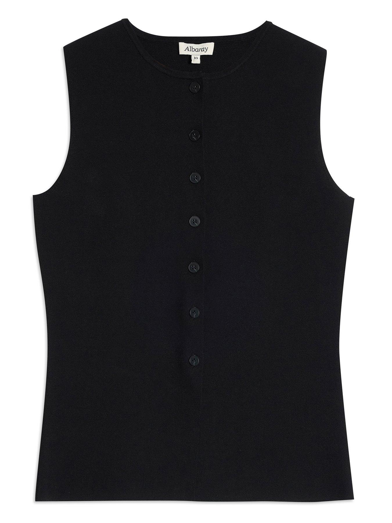 Image 5 of 5 of Albaray Rib Longline Waistcoat - Black