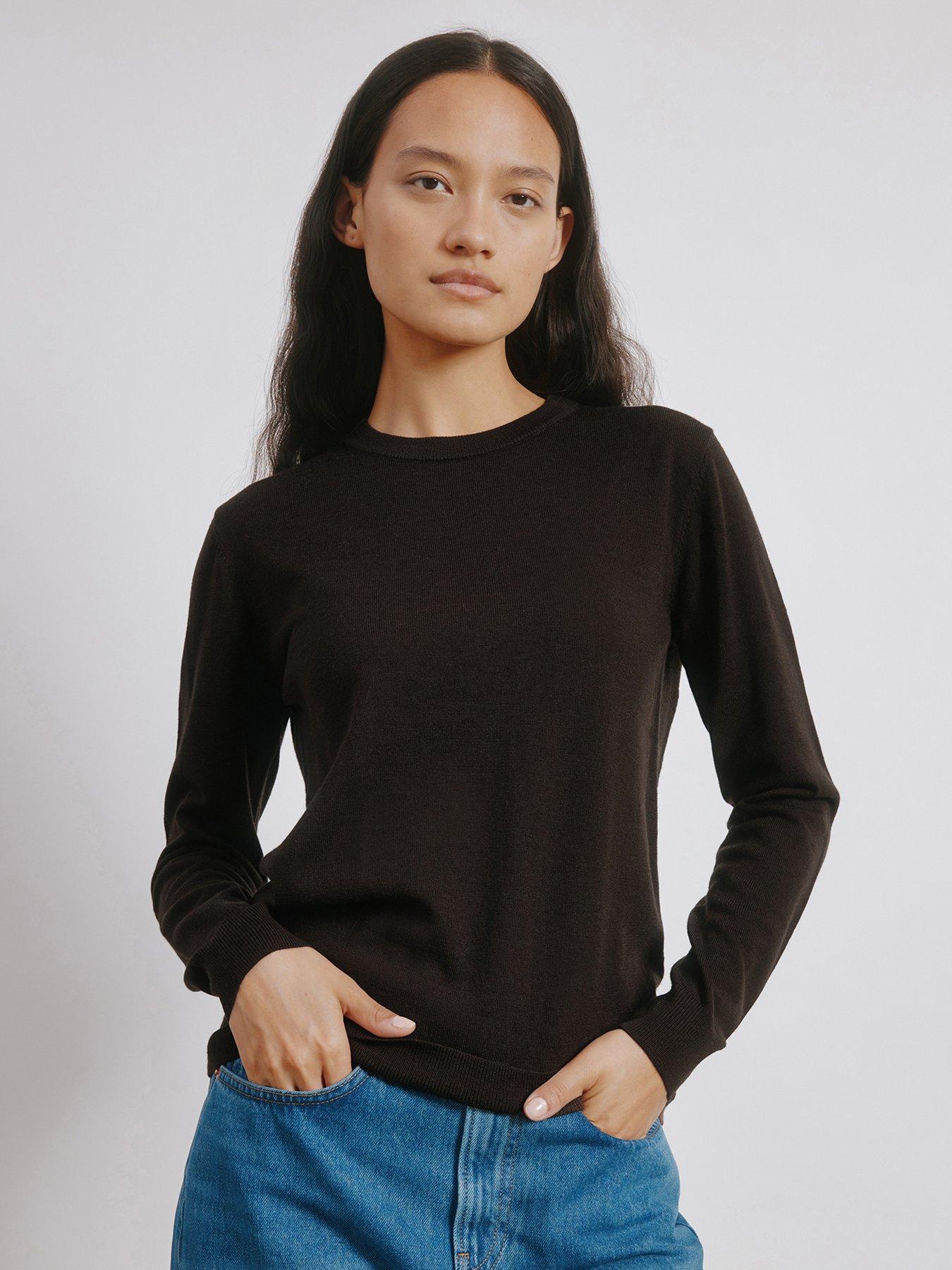 undefined Fine Merino Wool Jumper - Brown