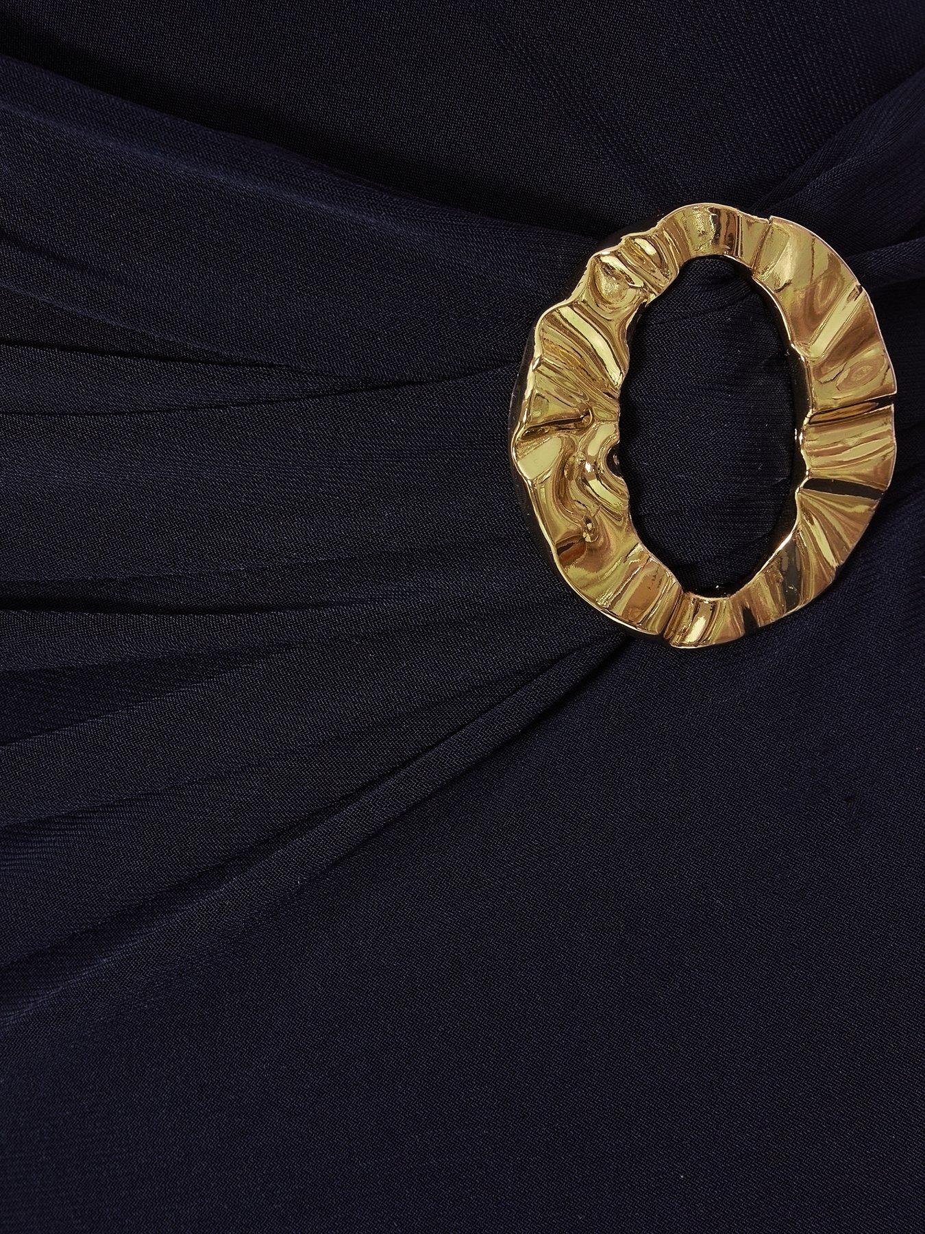  image of quiz-petite-navy-buckle-detail-midi-dress