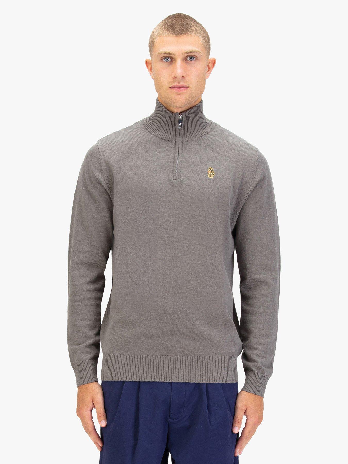 luke-1977-pretender-knitted-quarter-zip-grey