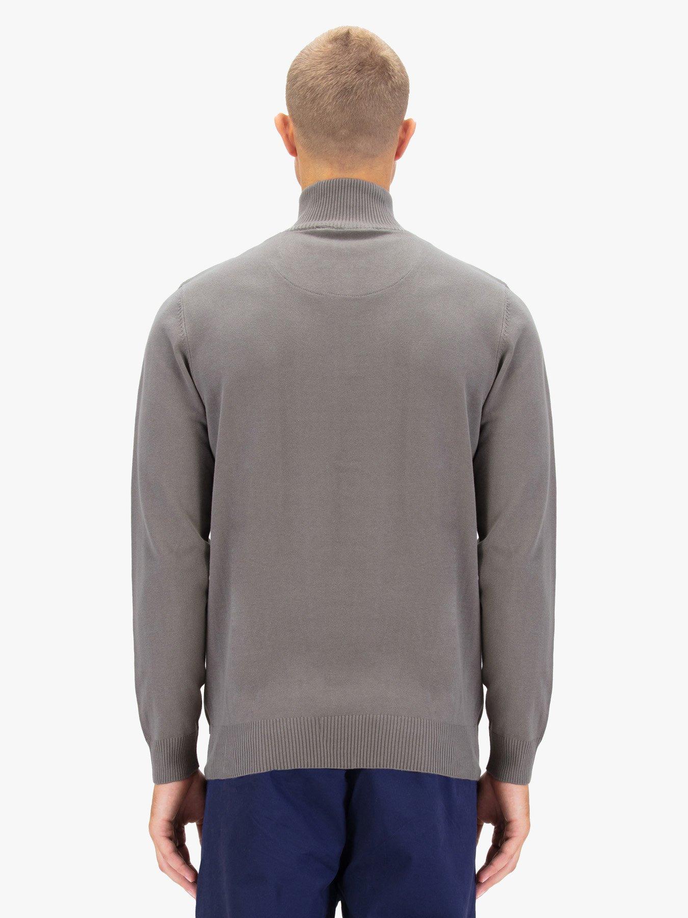  image of luke-1977-pretender-knitted-quarter-zip-grey